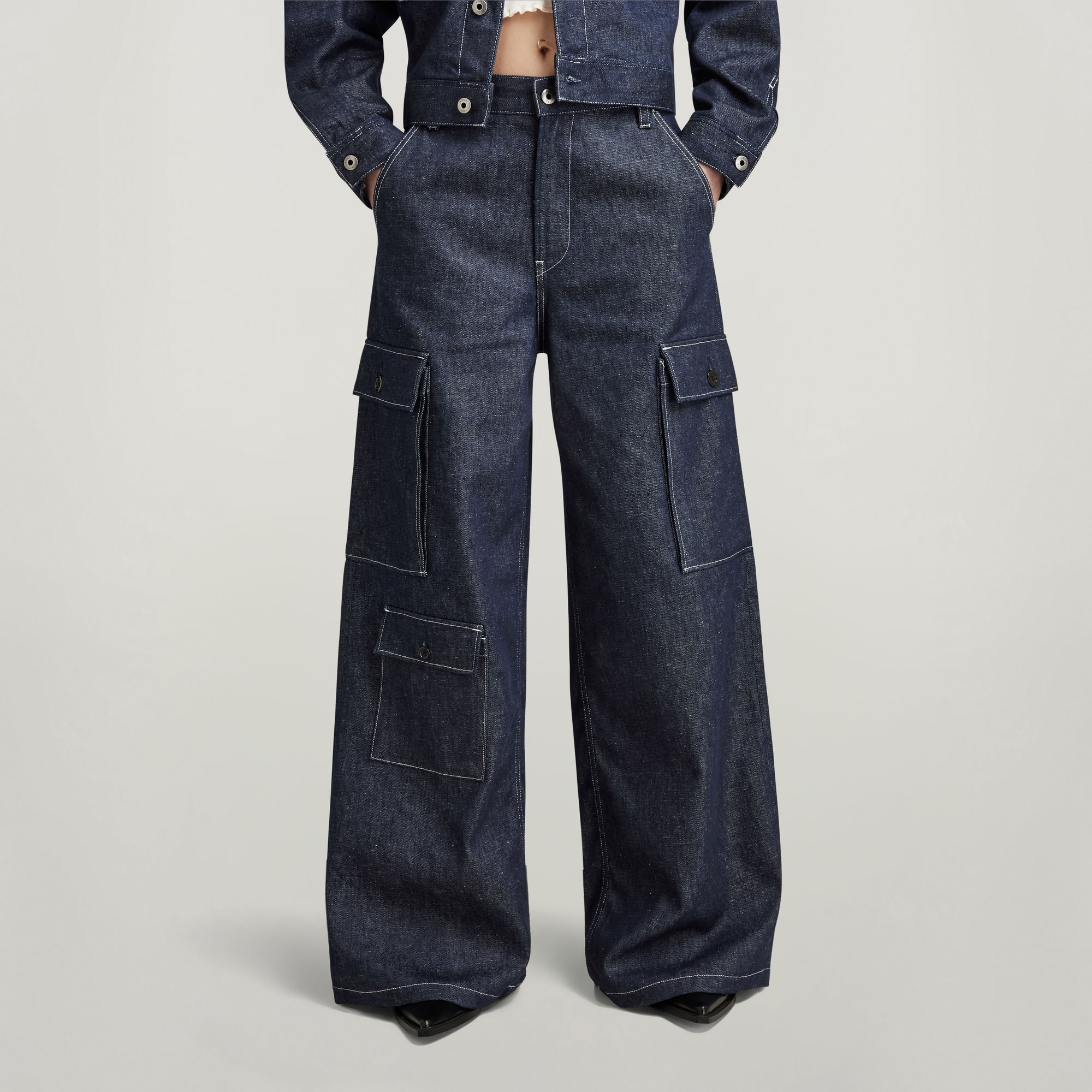 

Mega Cargo Denim Jeans - Dark blue - Women