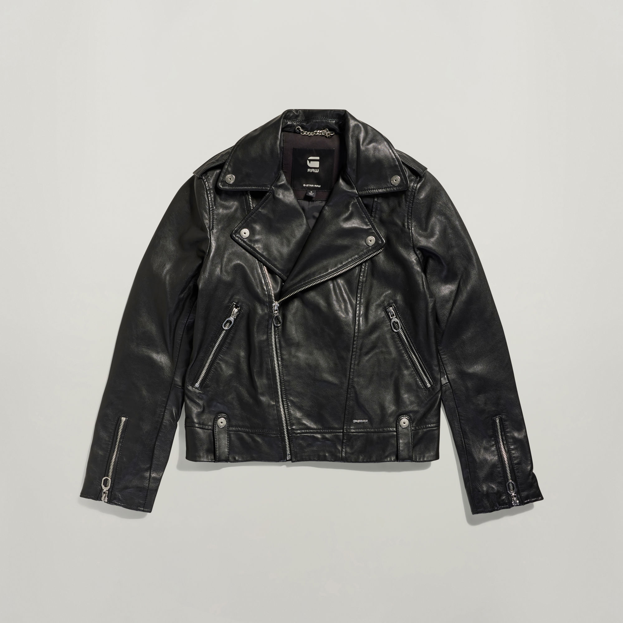 Thumbnail - Leather Biker Jacke - Schwarz - Damen