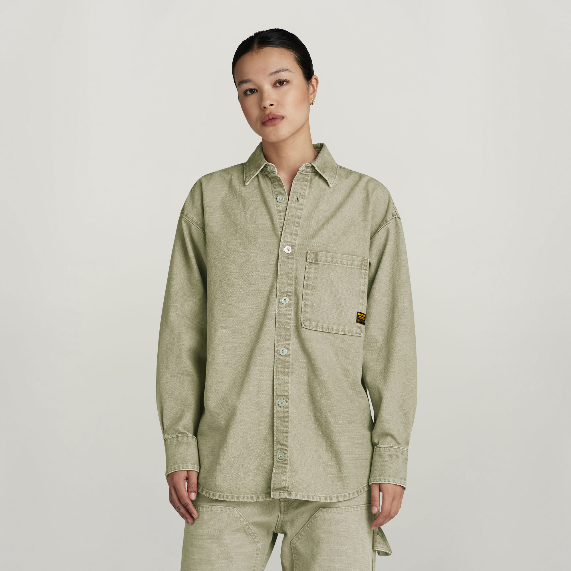 

Relaxed Denim Overshirt - Green - Women