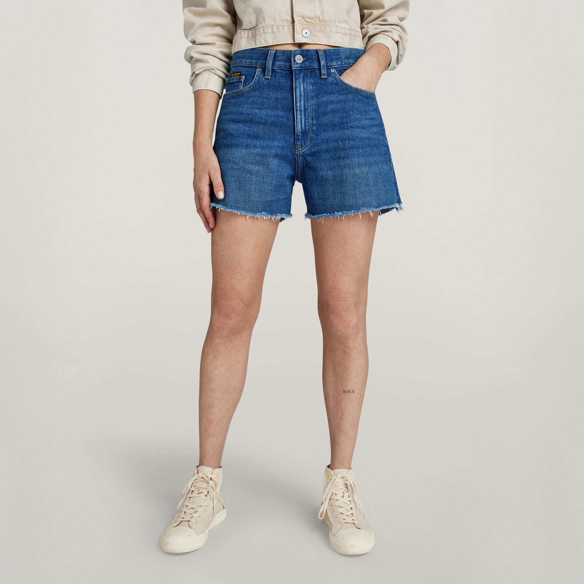 G-Star RAW High Denim Short Raw Edge - Donkerblauw - Dames