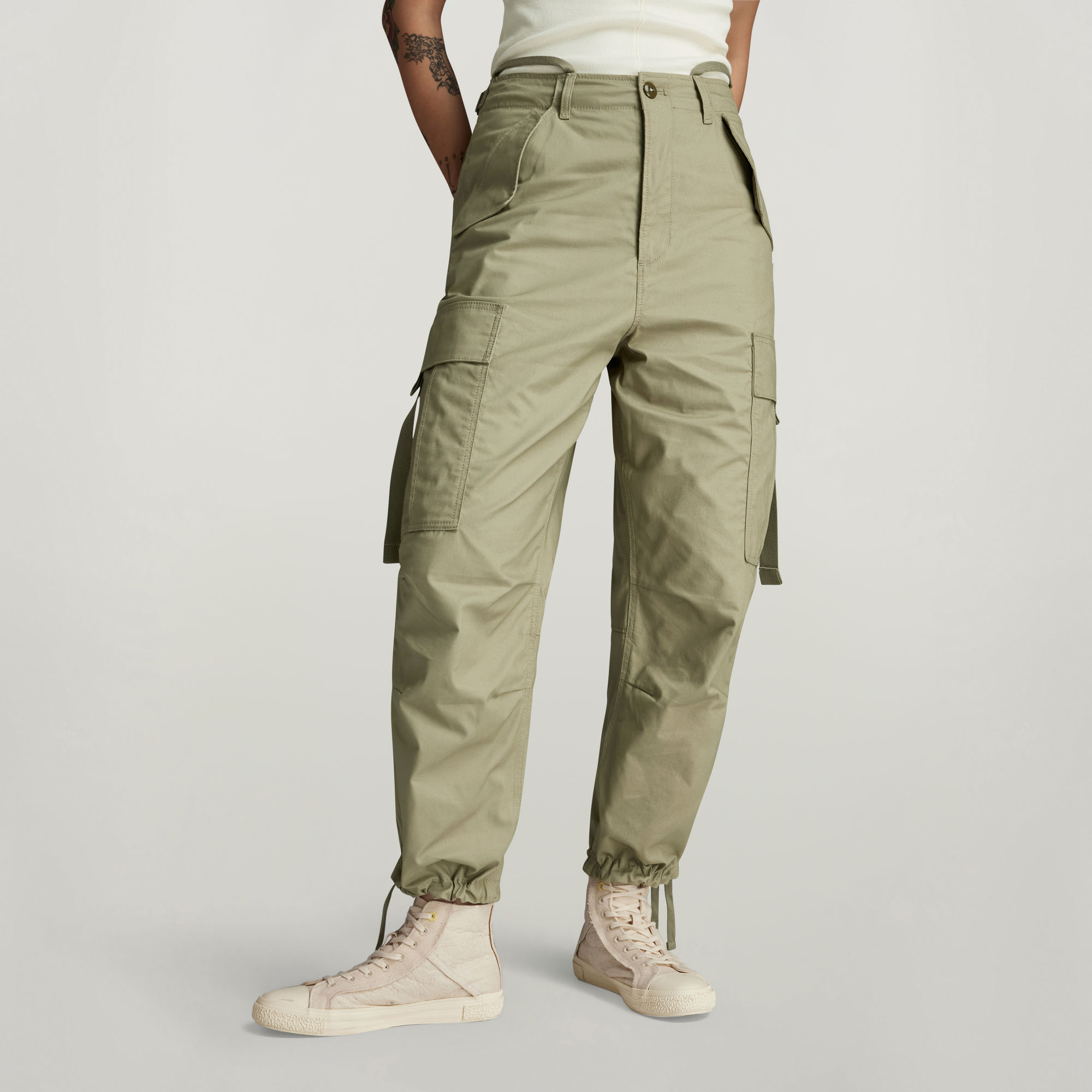 

Cargo Cropped Drawcord Pants - Green - Women