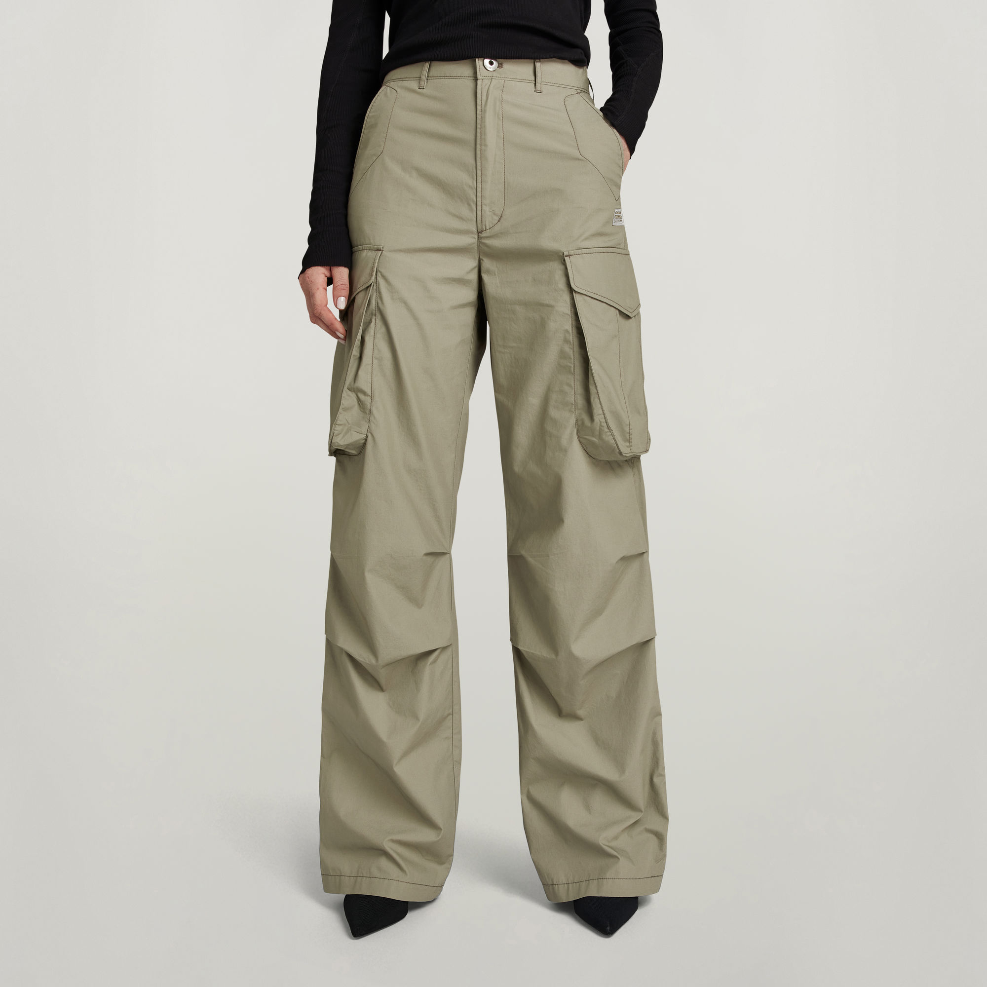 

High Waist Cargo Pants - Green - Women