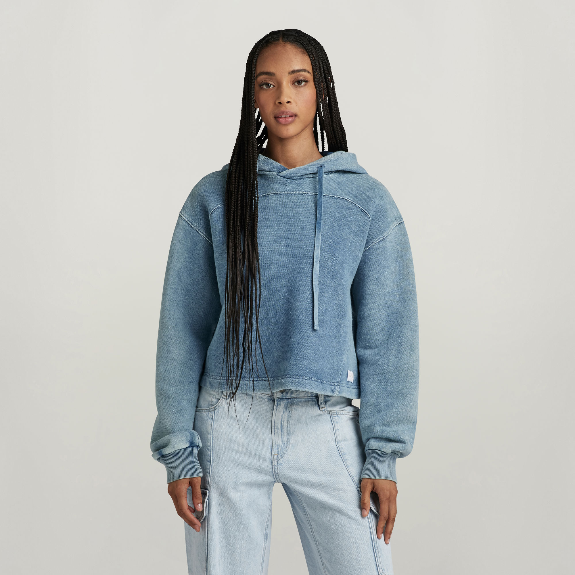G-Star RAW Indigo Loose Hoodie Midden blauw Dames