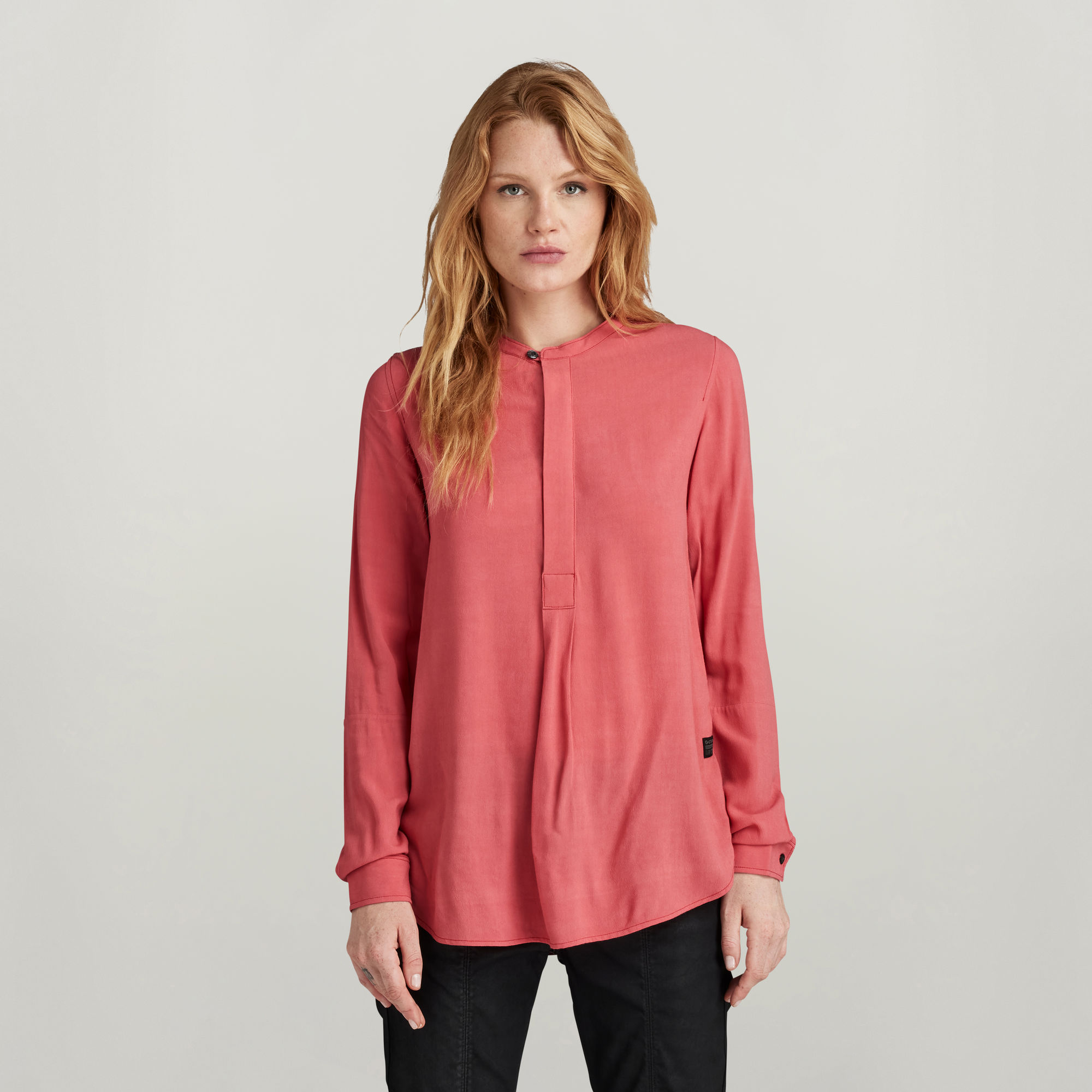 

Half Placket Top - Red - Women