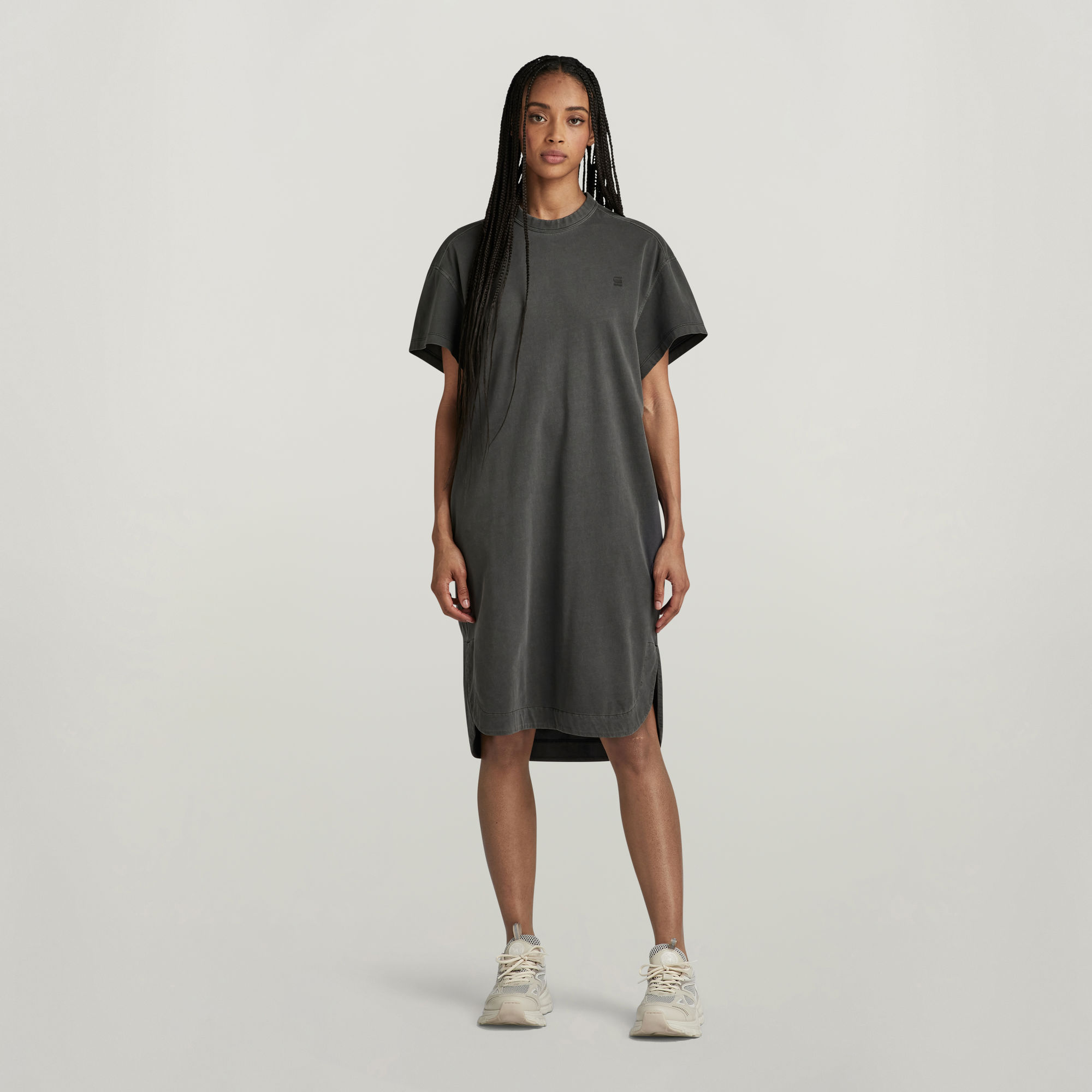 Overdyed Loose T-Shirt Kleid - Schwarz - Damen