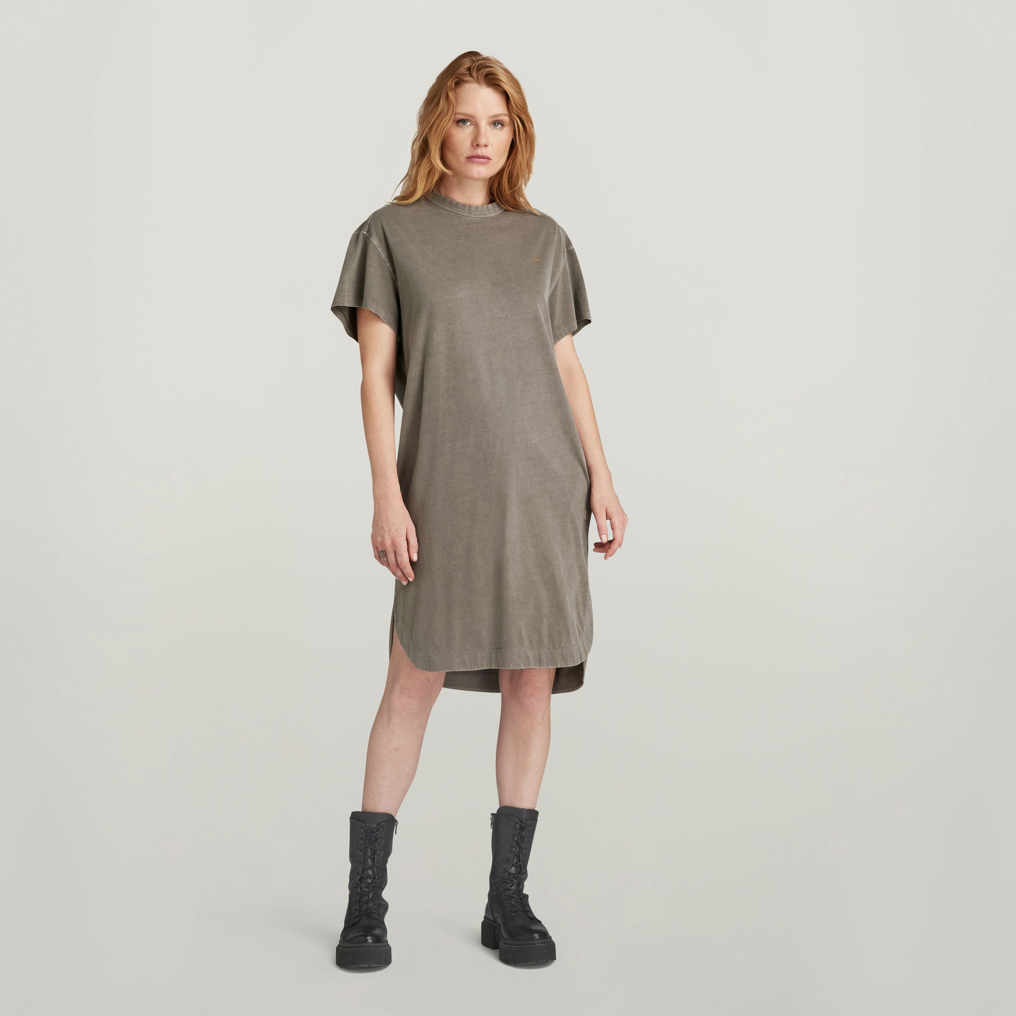 

Overdyed Loose T-Shirt Dress - Brown - Women