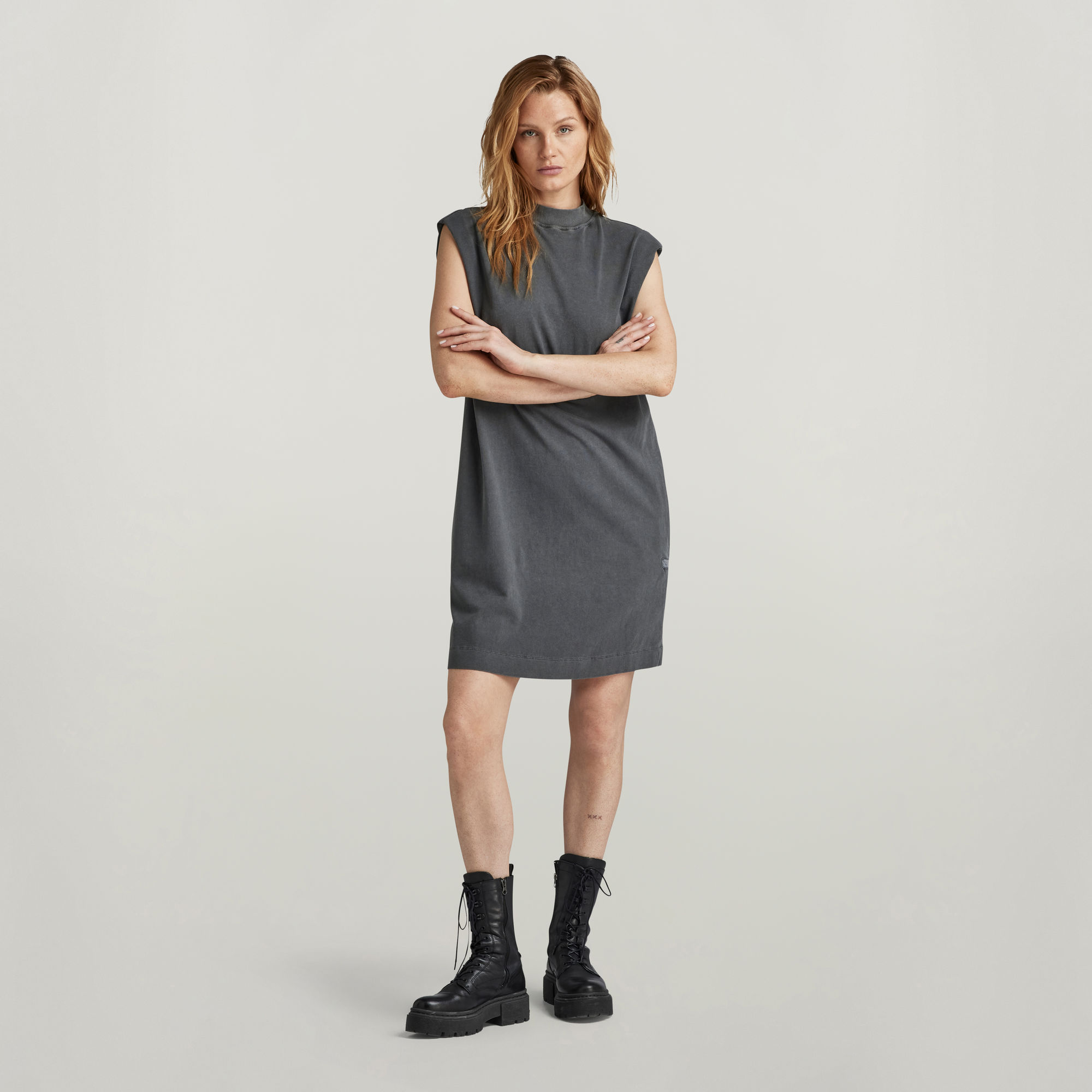 G-Star RAW Riveted Loose Mouwloze Jurk Grijs Dames