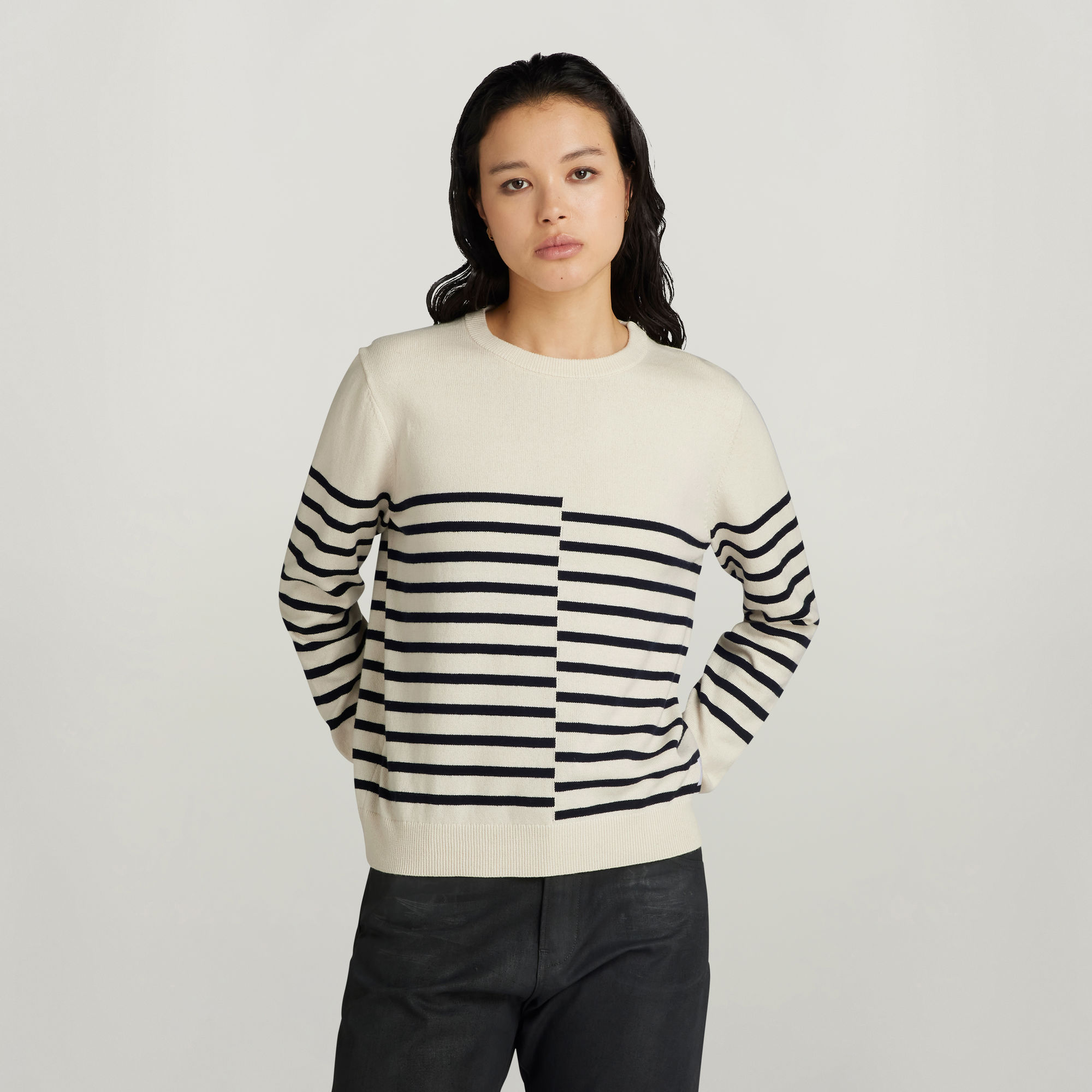 

Broken Stripe Jumper - Beige - Women