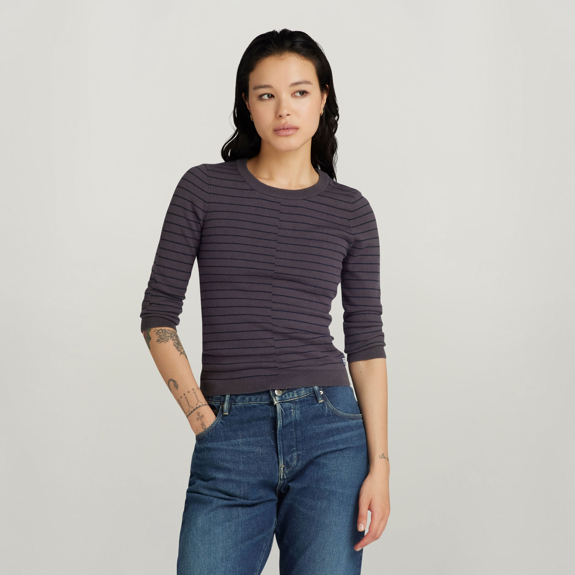 Broken Stripe Lightweight Pullover - Mehrfarbig - Damen