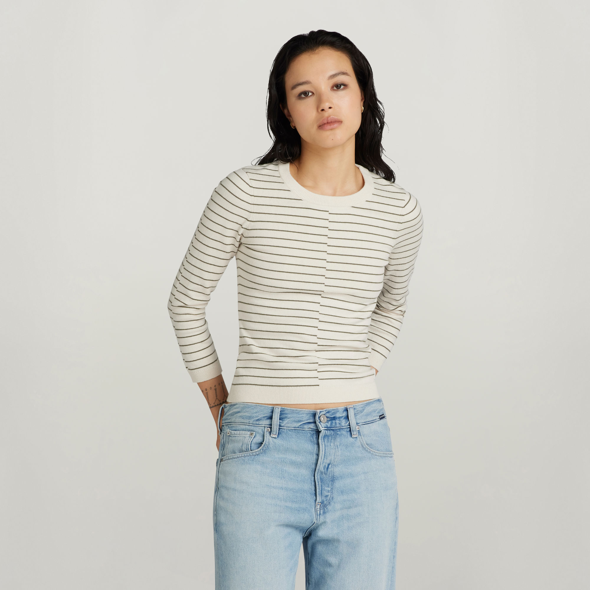 Broken Stripe Lightweight Pullover - Mehrfarbig - Damen