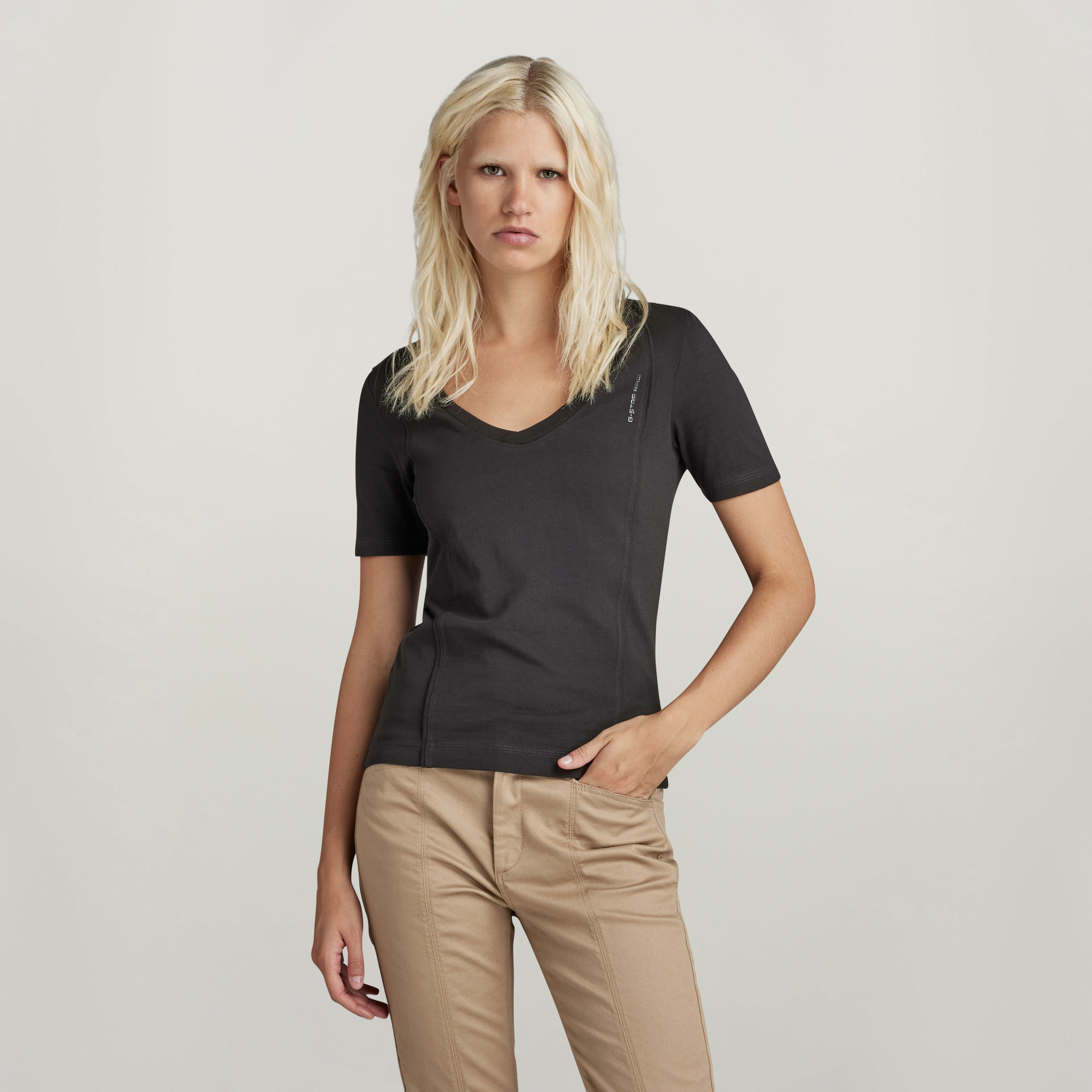 

Moto Slim U-Hals Top - Zwart - Dames
