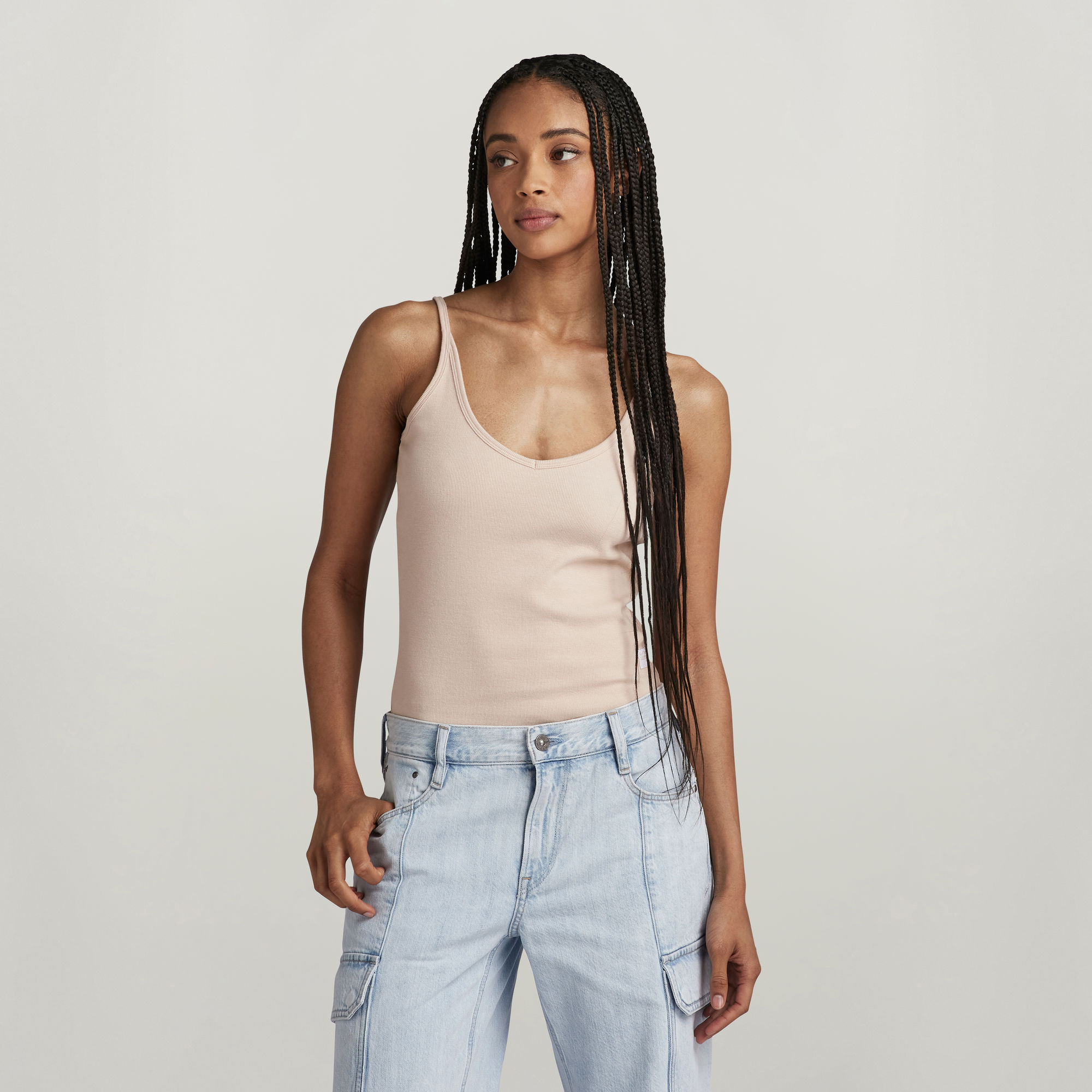 G-Star RAW Ribbed Body Met Spaghettibandjes - Roze - Dames