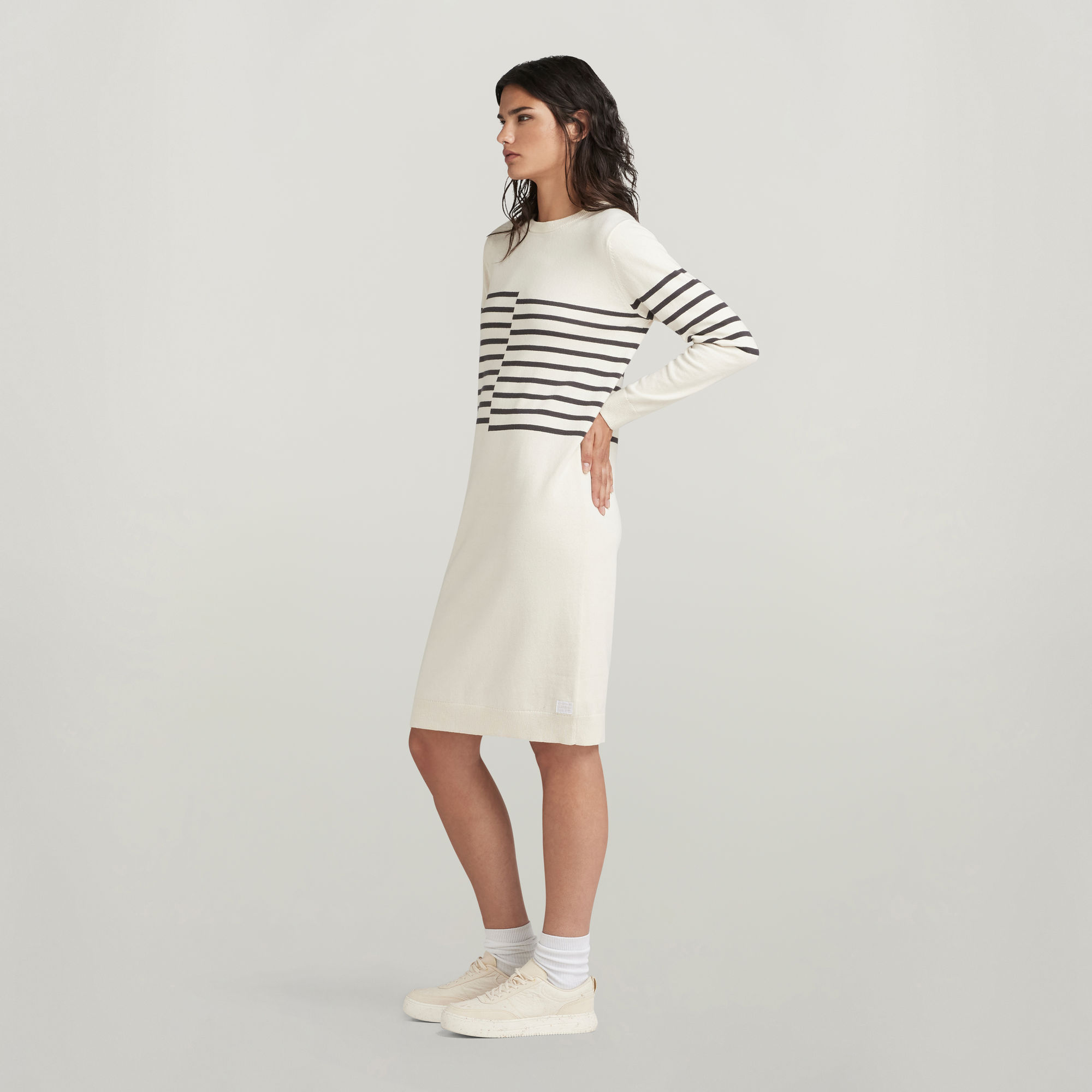 G-Star RAW Broken Stripe Gebreide Jurk Beige Dames