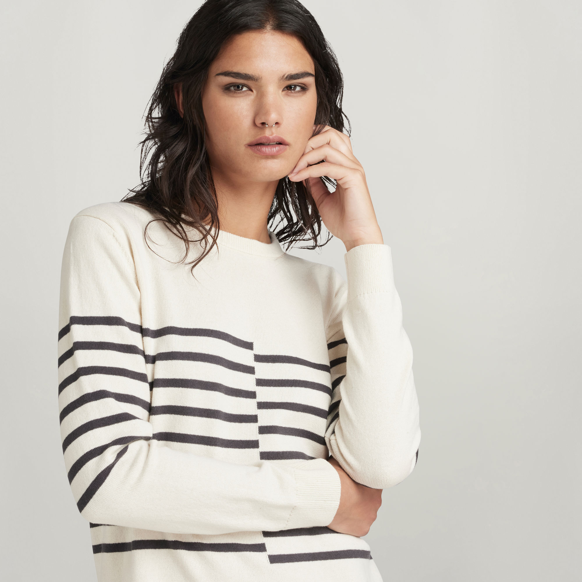 G-Star RAW Broken Stripe Gebreide Jurk Beige Dames