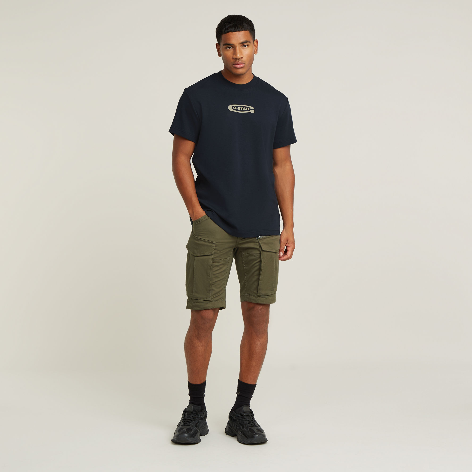 G-Star RAW Old Skool Logo T-Shirt Donkerblauw Heren