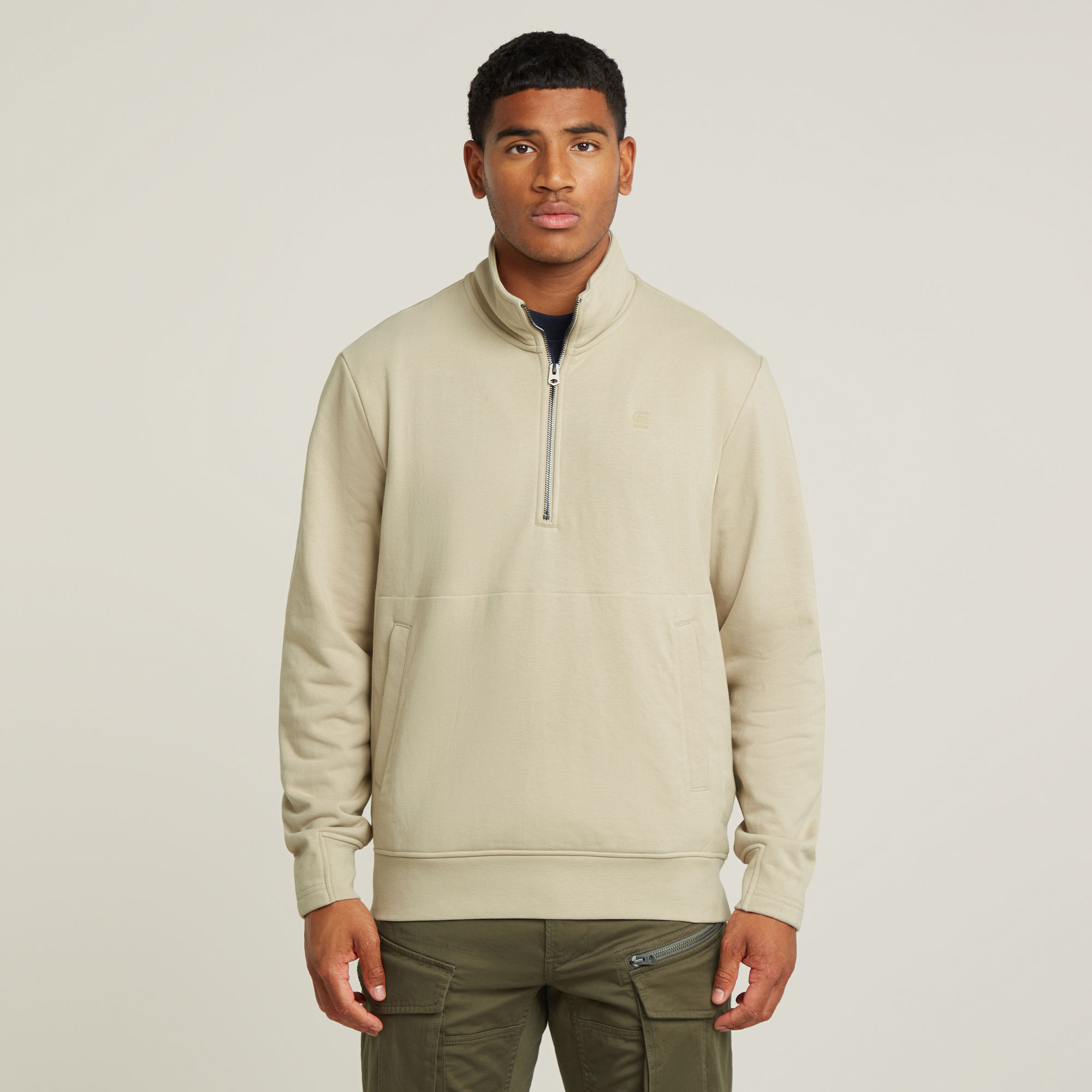 G-Star RAW Nifous Half Zip Sweater Beige Heren