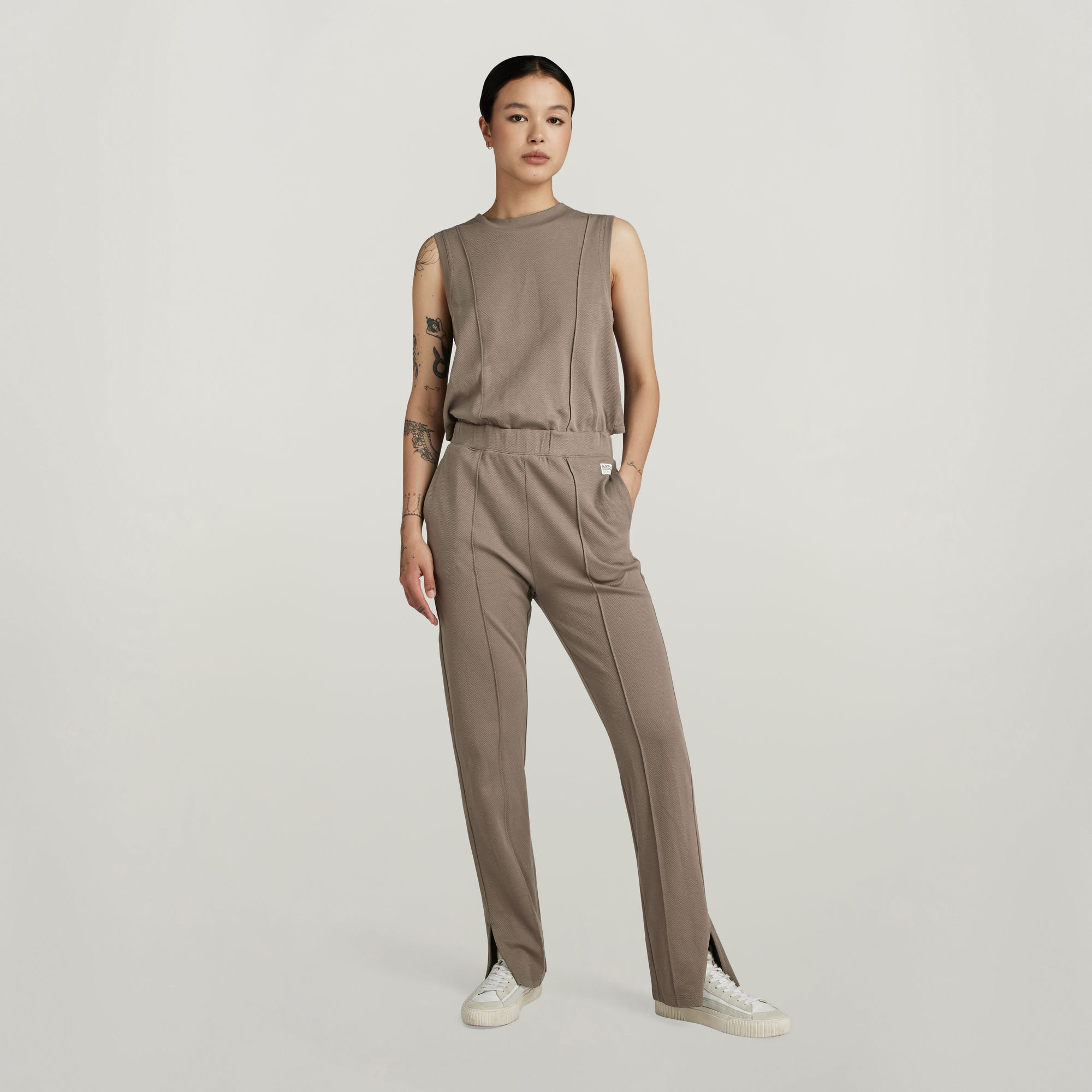 Pintucked Jumpsuit - Braun - Damen