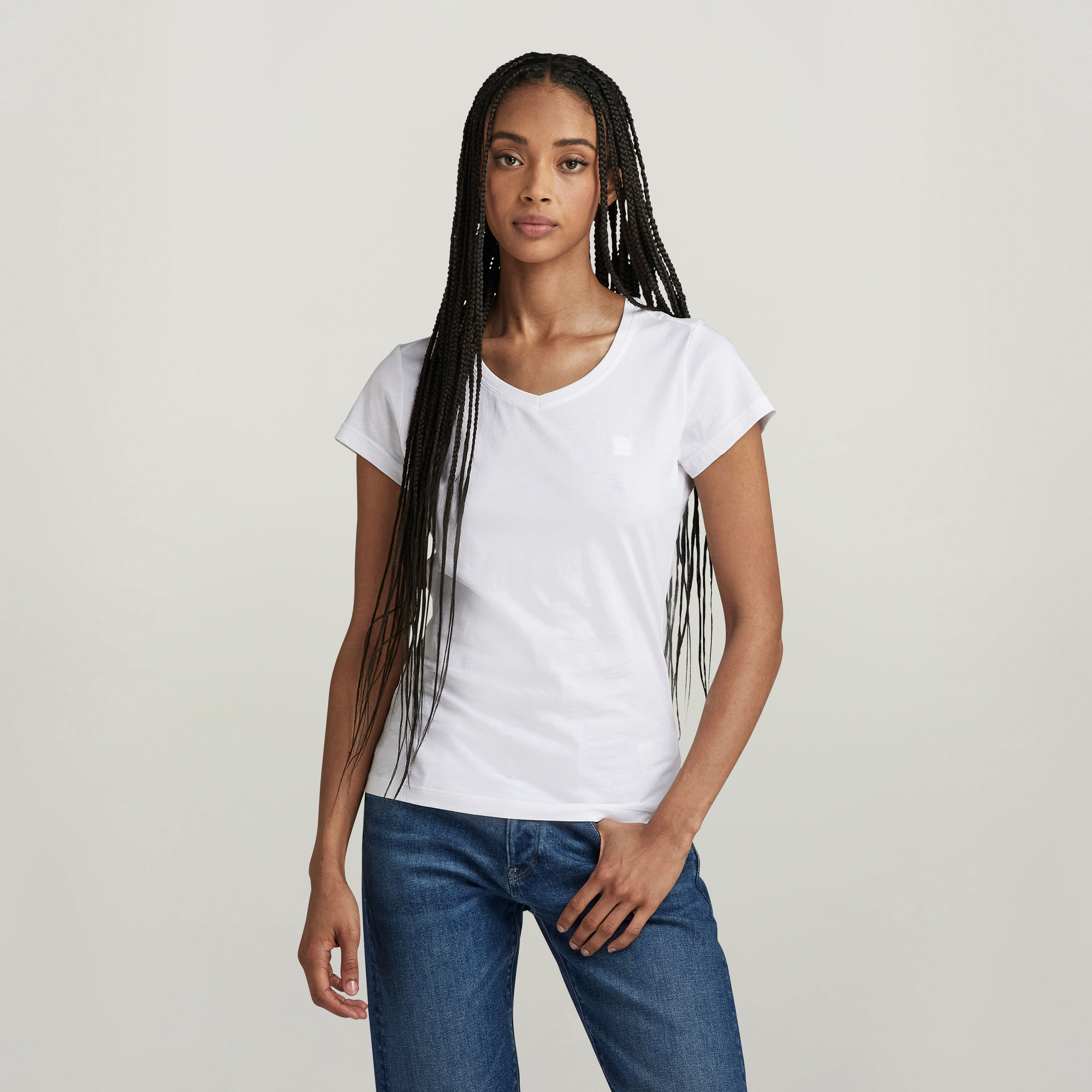 G-Star RAW Eyben Slim V-Hals Top 2.0 Wit Dames