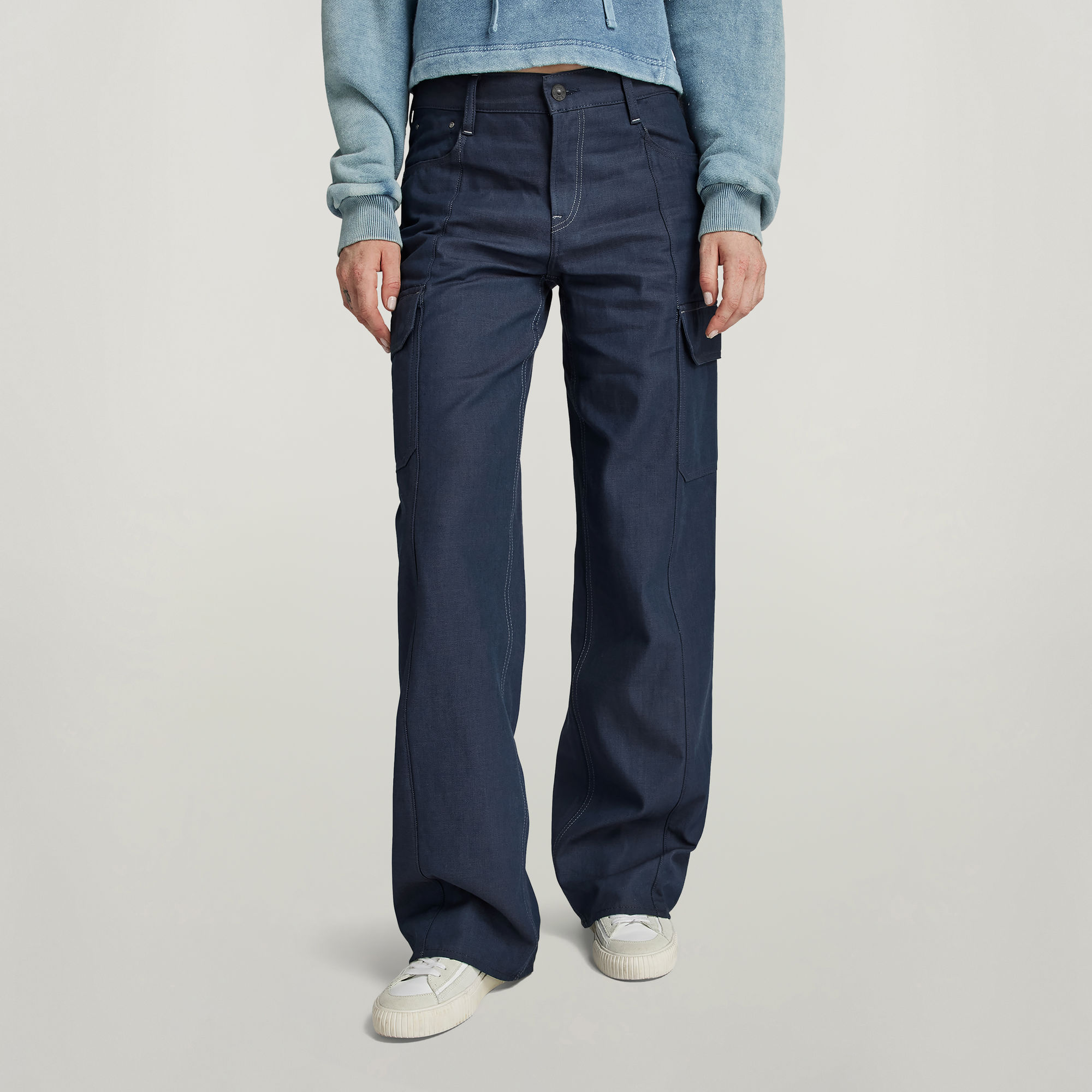 G-Star RAW Judee Cargo Low Waist Loose Jeans Donkerblauw Dames