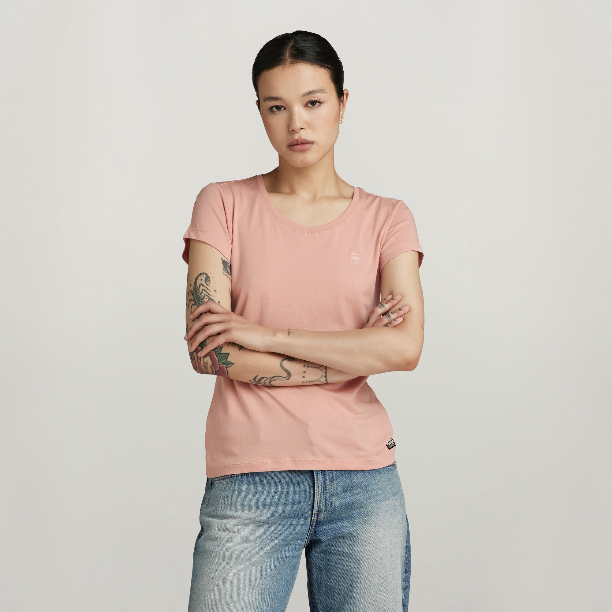 G-Star RAW Eyben Slim V-Hals Top 2.0 Roze Dames