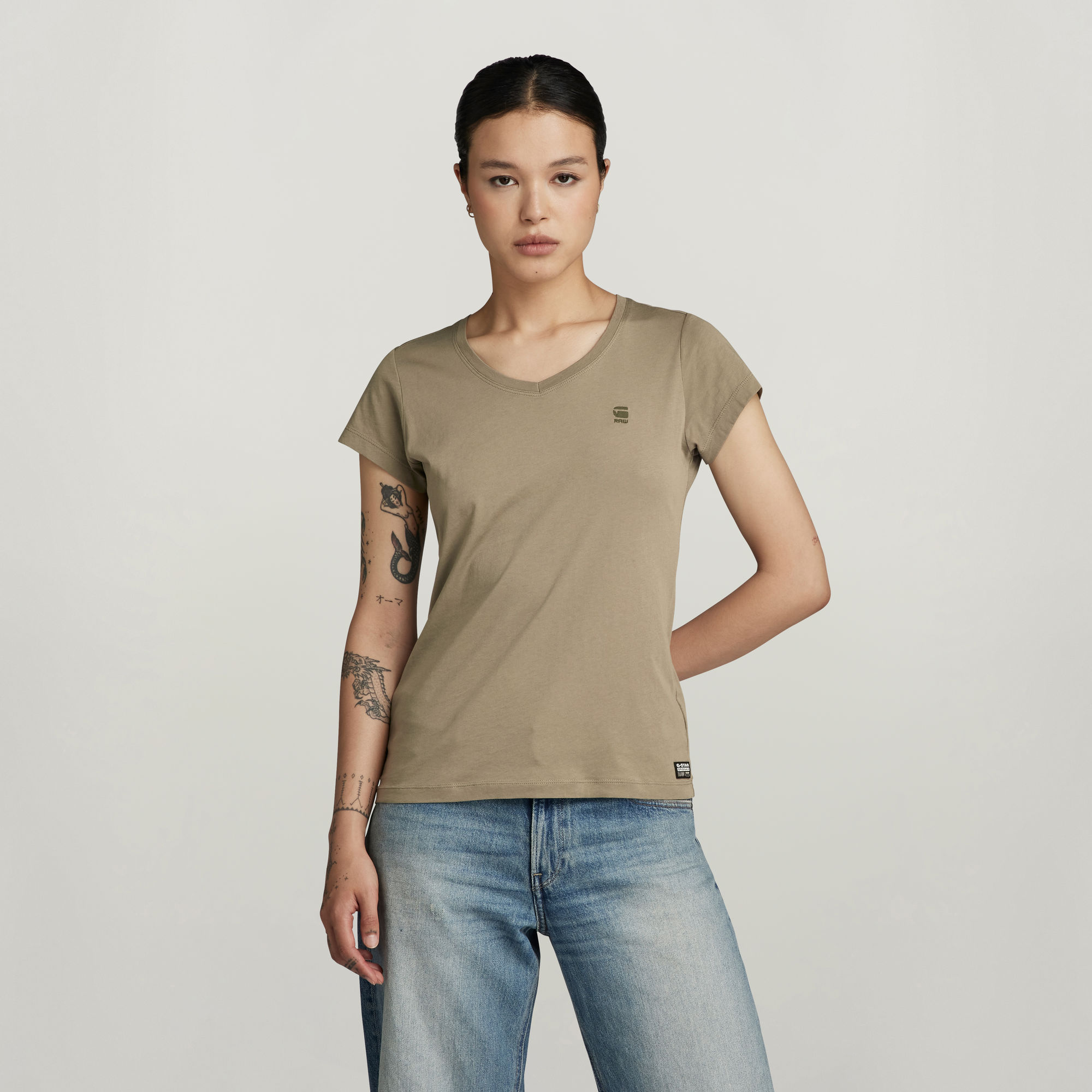 G-Star RAW Eyben Slim V-Hals Top 2.0 Groen Dames