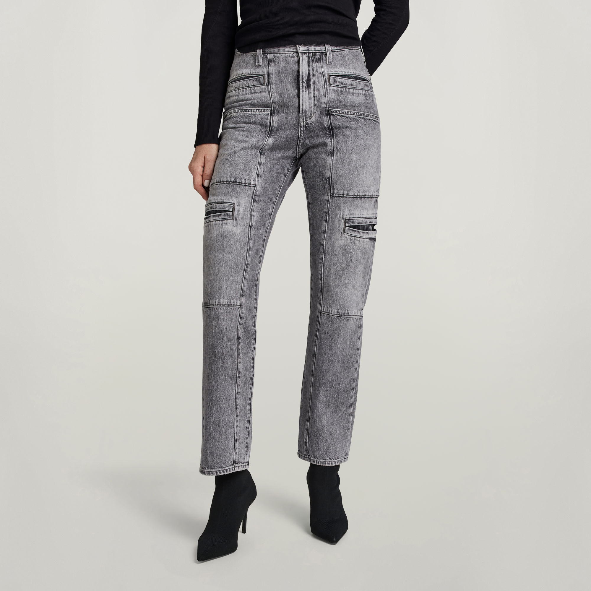 Viktoria Utility High Straight Jeans - Grau - Damen