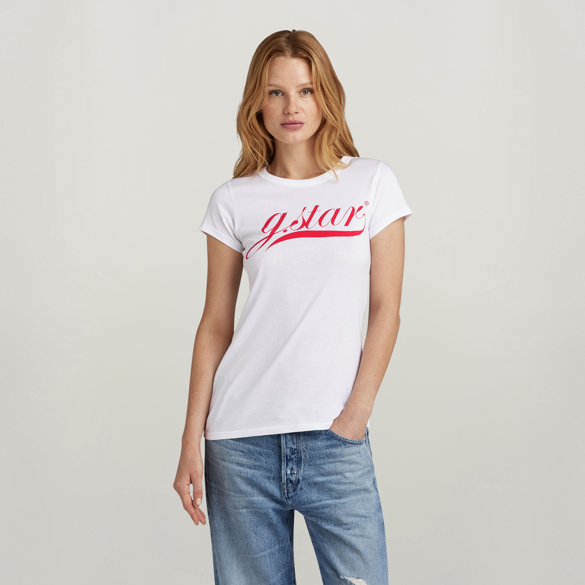 Graphic 1 Slim Top - Weiß - Damen