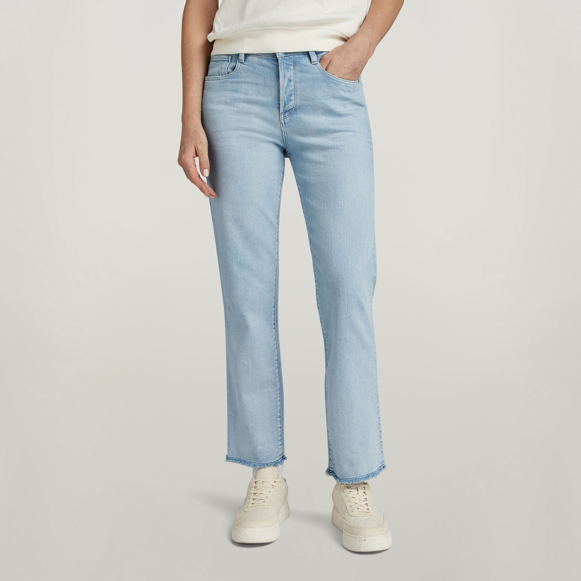 G-Star RAW Strace Straight Cropped Jeans Lichtblauw Dames