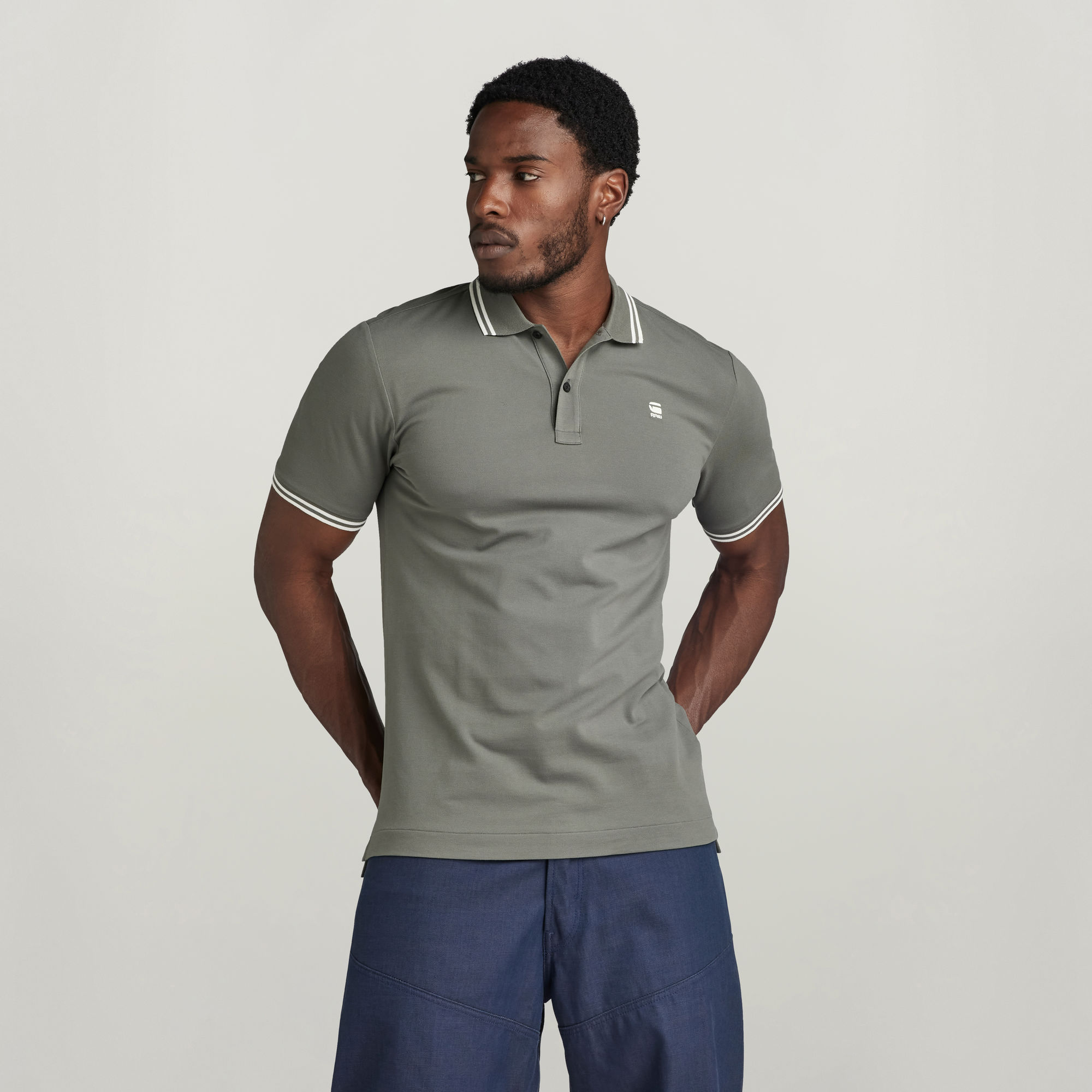 G-Star RAW Dunda Slim Stripe Polo Grijs Heren