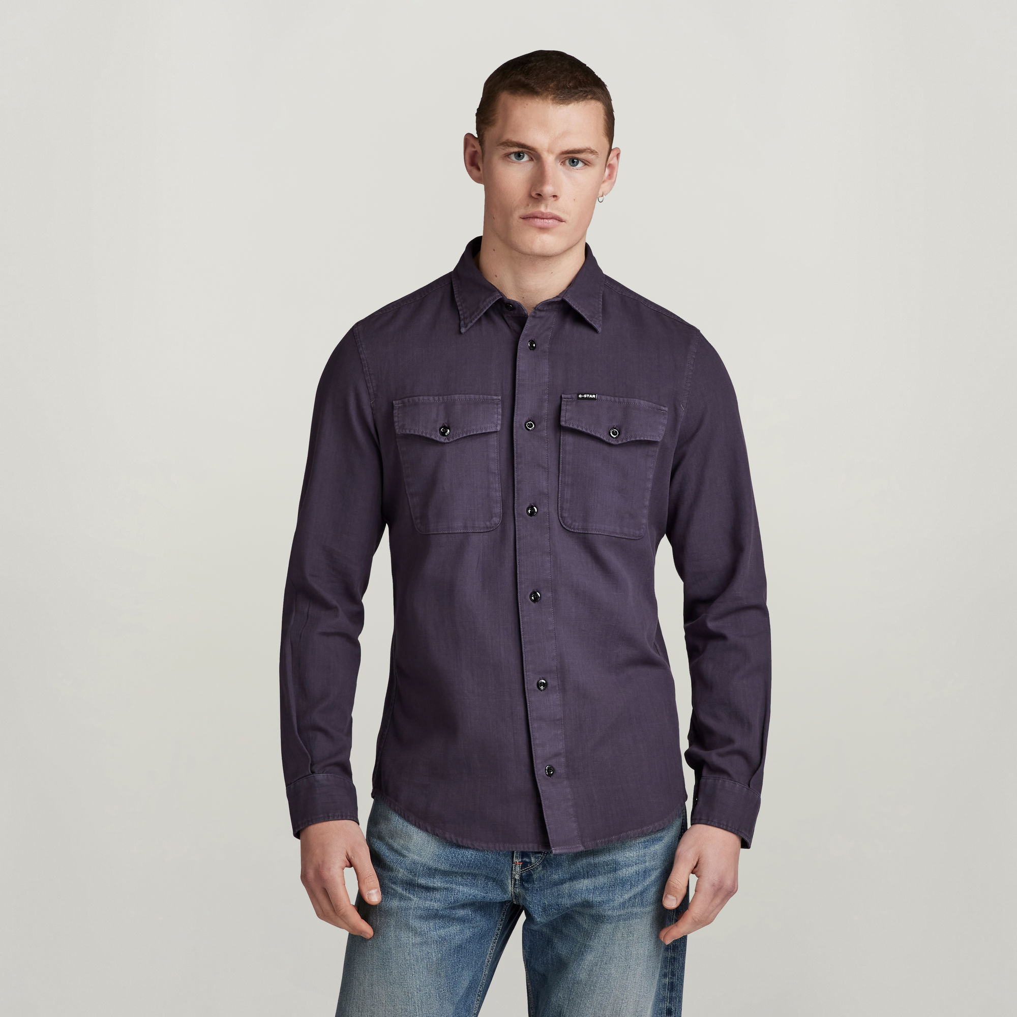 

Marine Slim Shirt - Paars - Heren