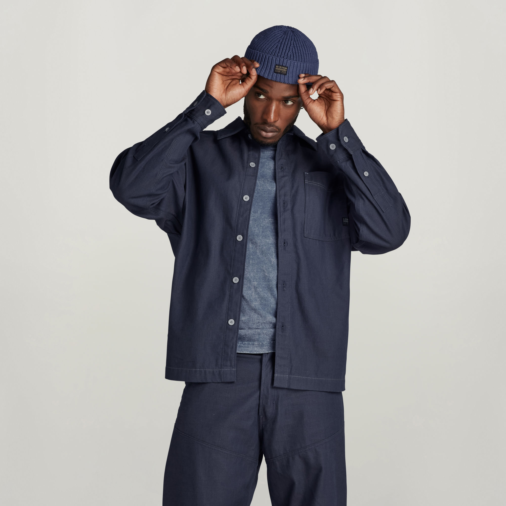 G-Star RAW Boxy Fit Overshirt Donkerblauw Heren