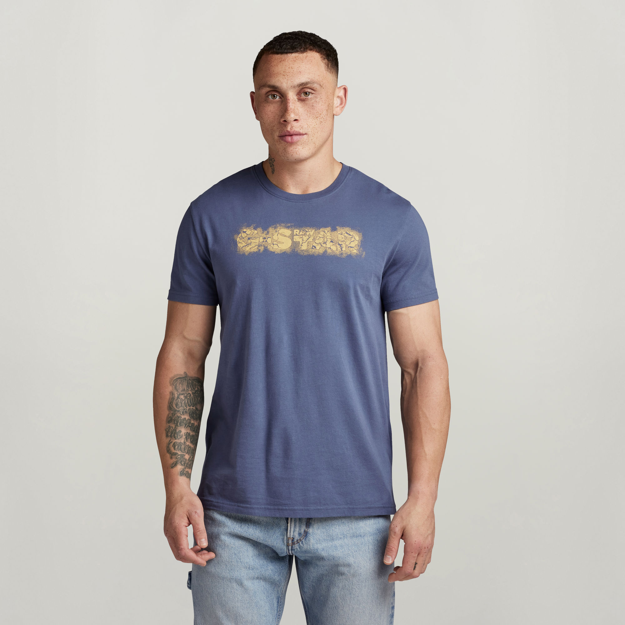 

Distressed Logo T-Shirt - Medium blue - Men