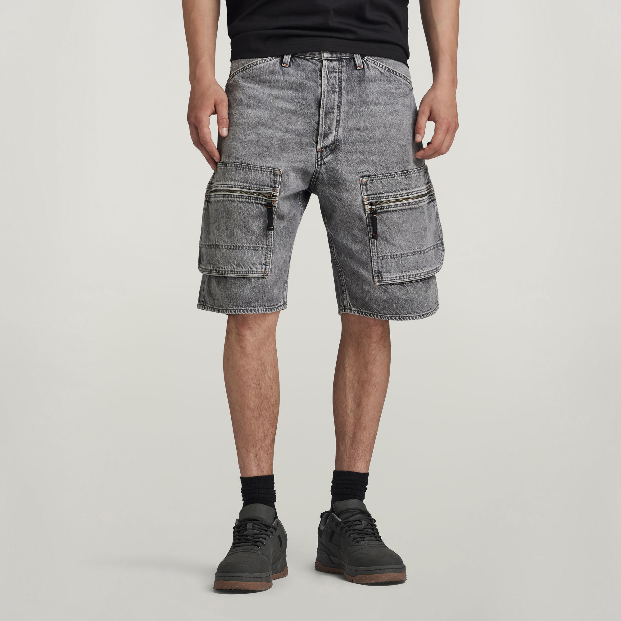 Denim Cargo Loose Shorts - Grau - Herren