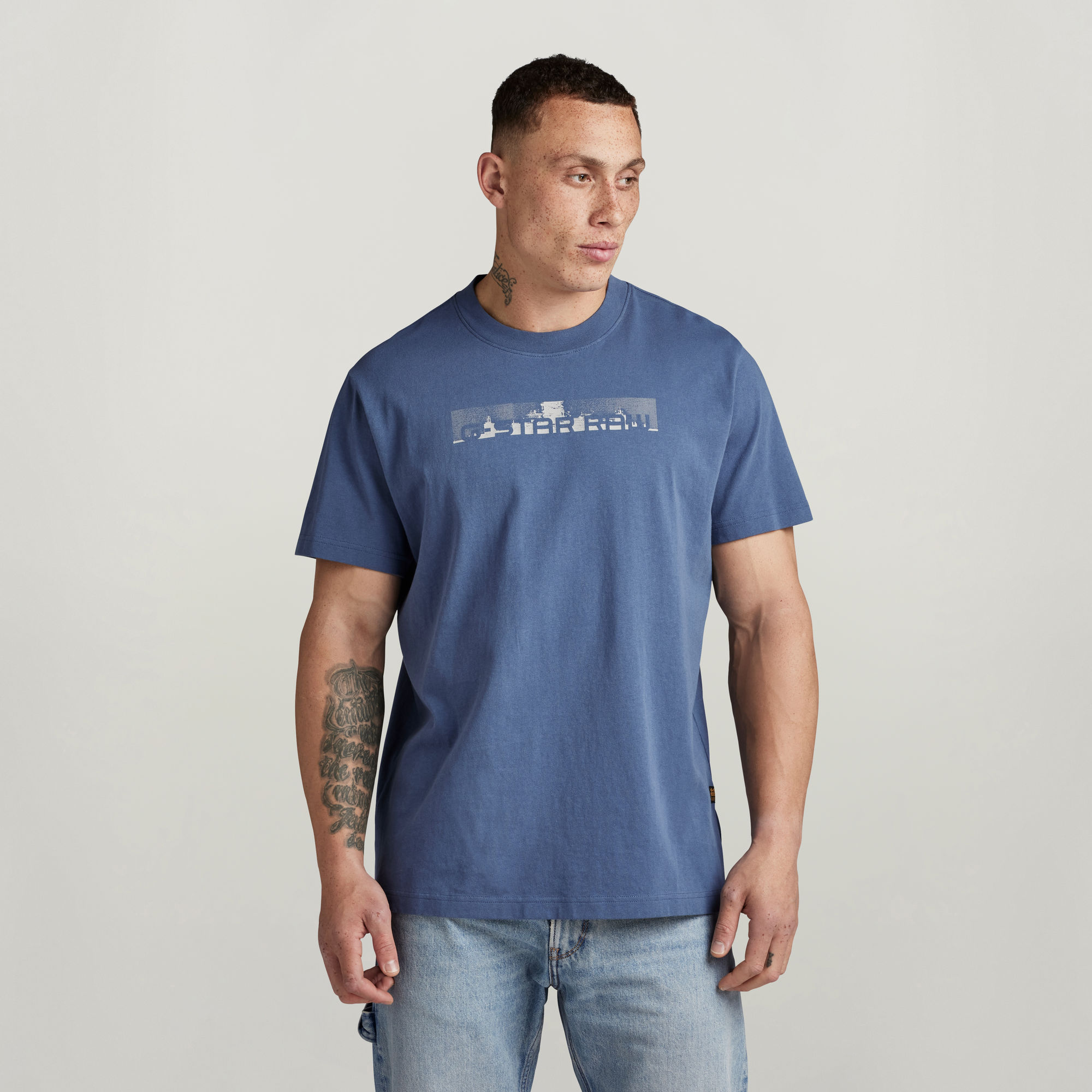 

Flight Deck Back Graphic Loose T-Shirt - Midden blauw - Heren