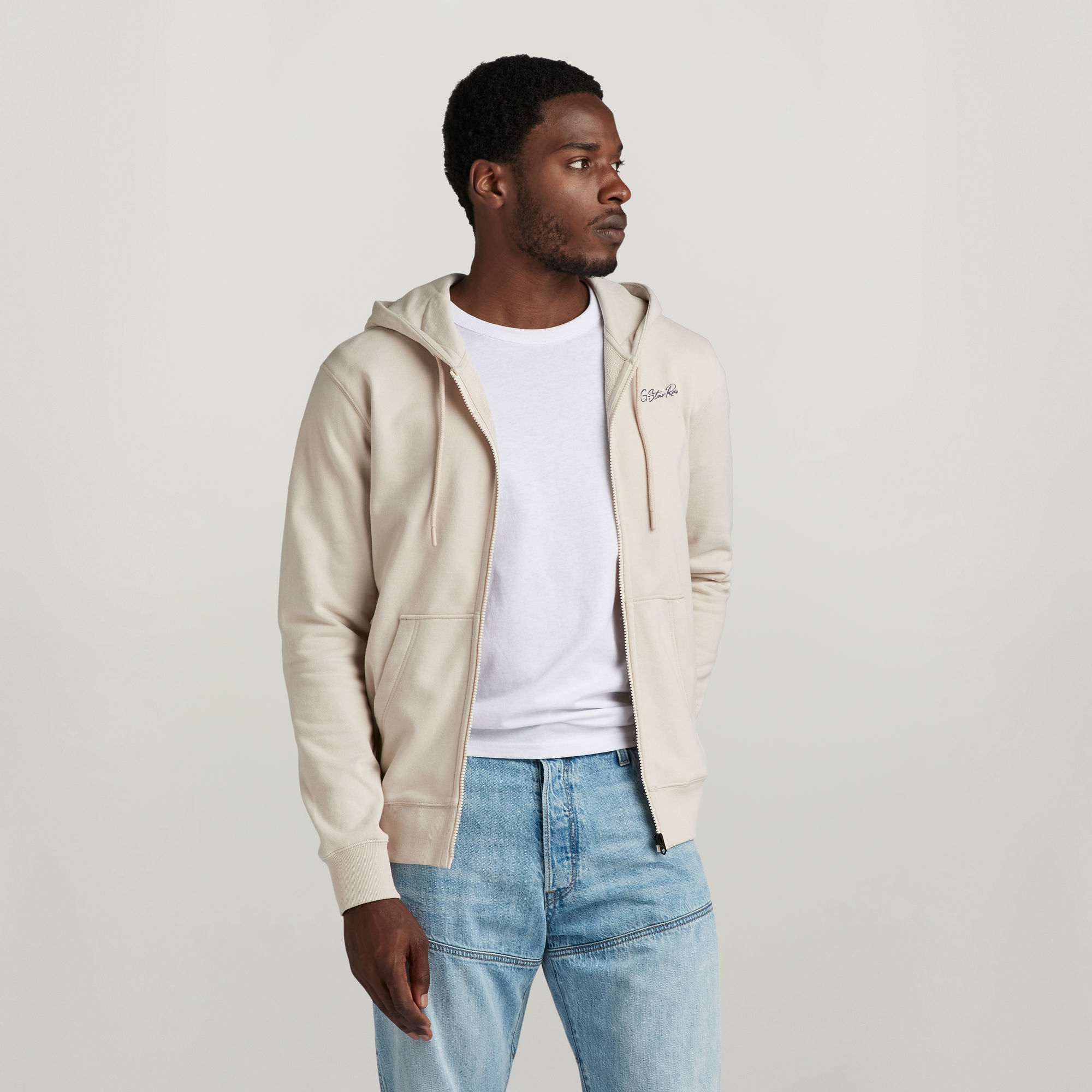 G-Star RAW Back Graphic Hoodie Met Rits Wit Heren