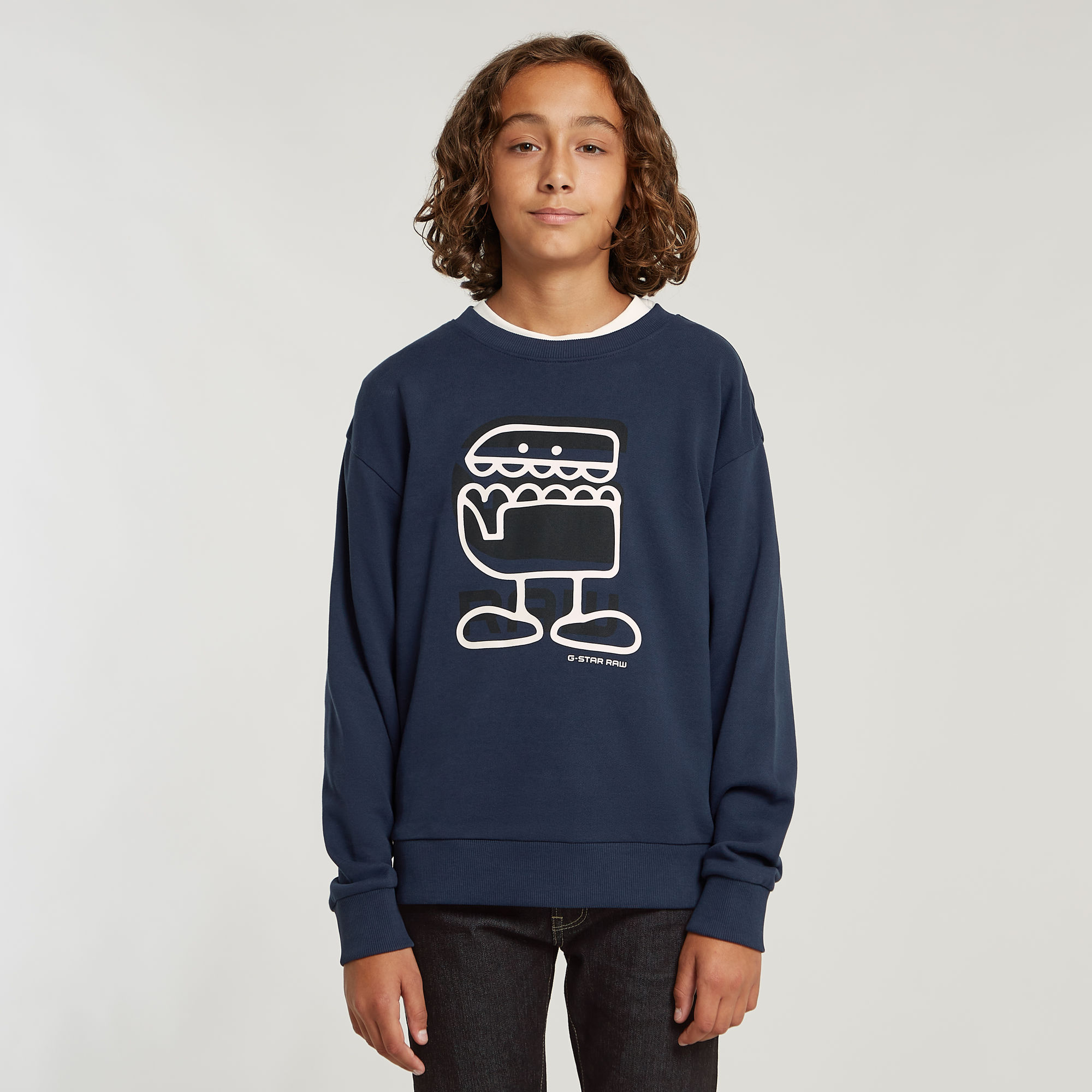 

Kids Sweater Loose Comic - Dark blue - boys