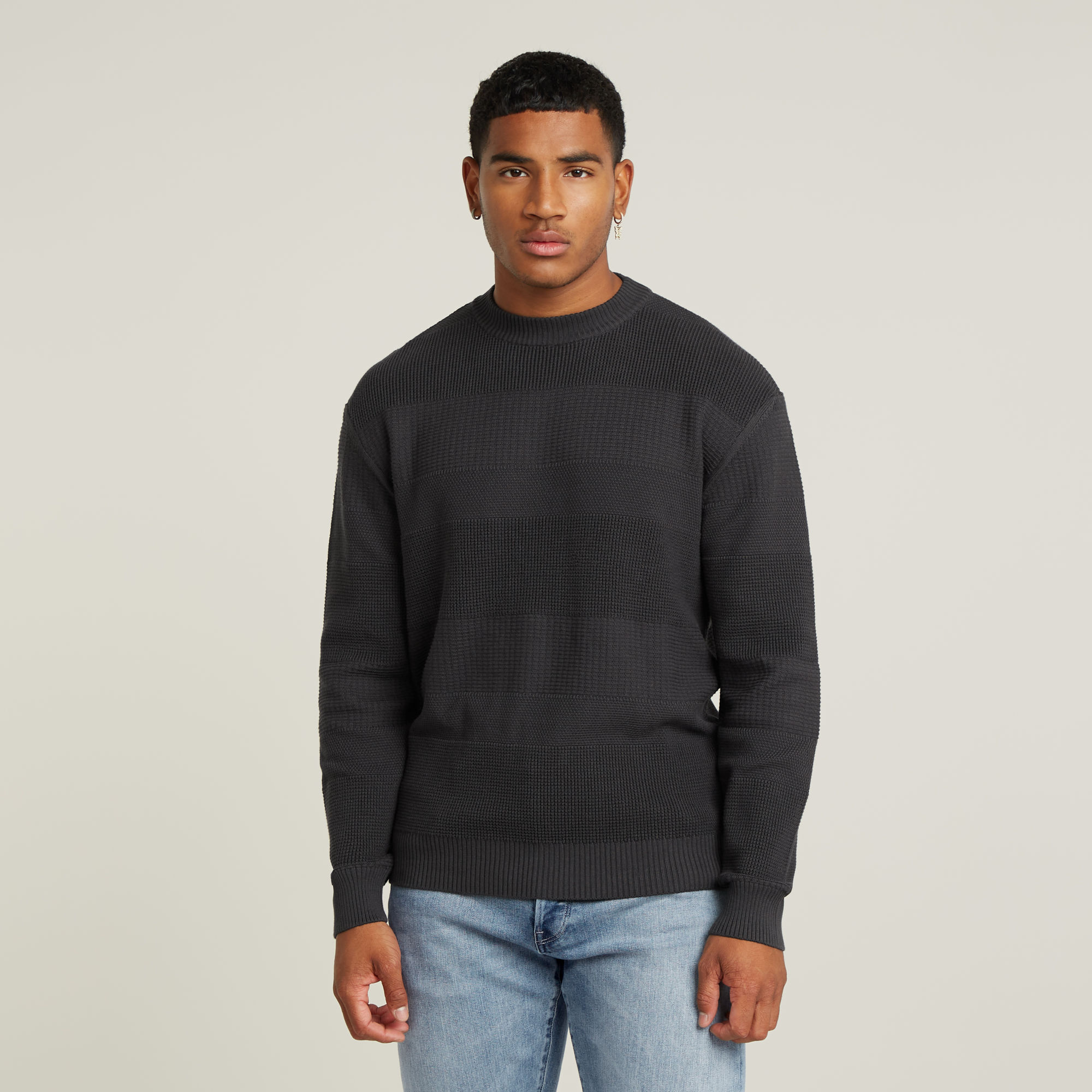 

Structure Knitted Sweater - Grey - Men