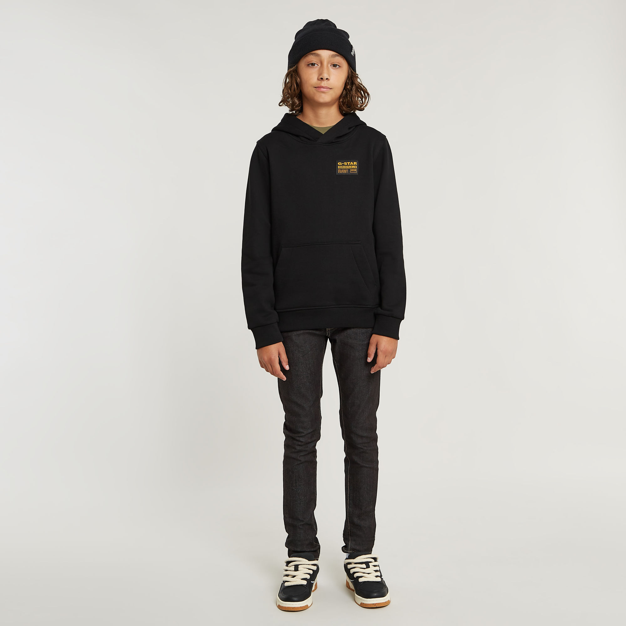G-Star RAW Jongens Hoodie Brushed Zwart jongens