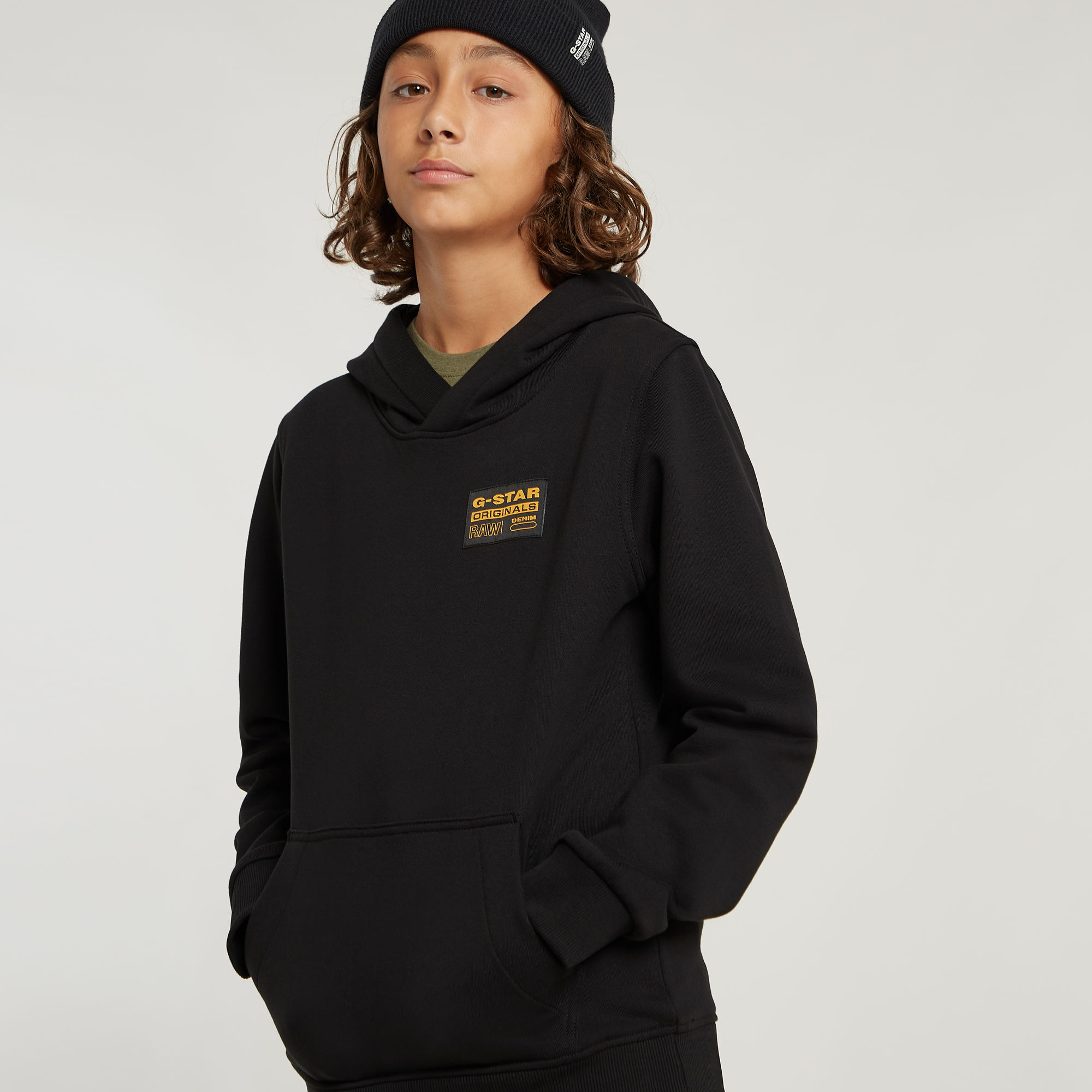 G-Star RAW Jongens Hoodie Brushed Zwart jongens