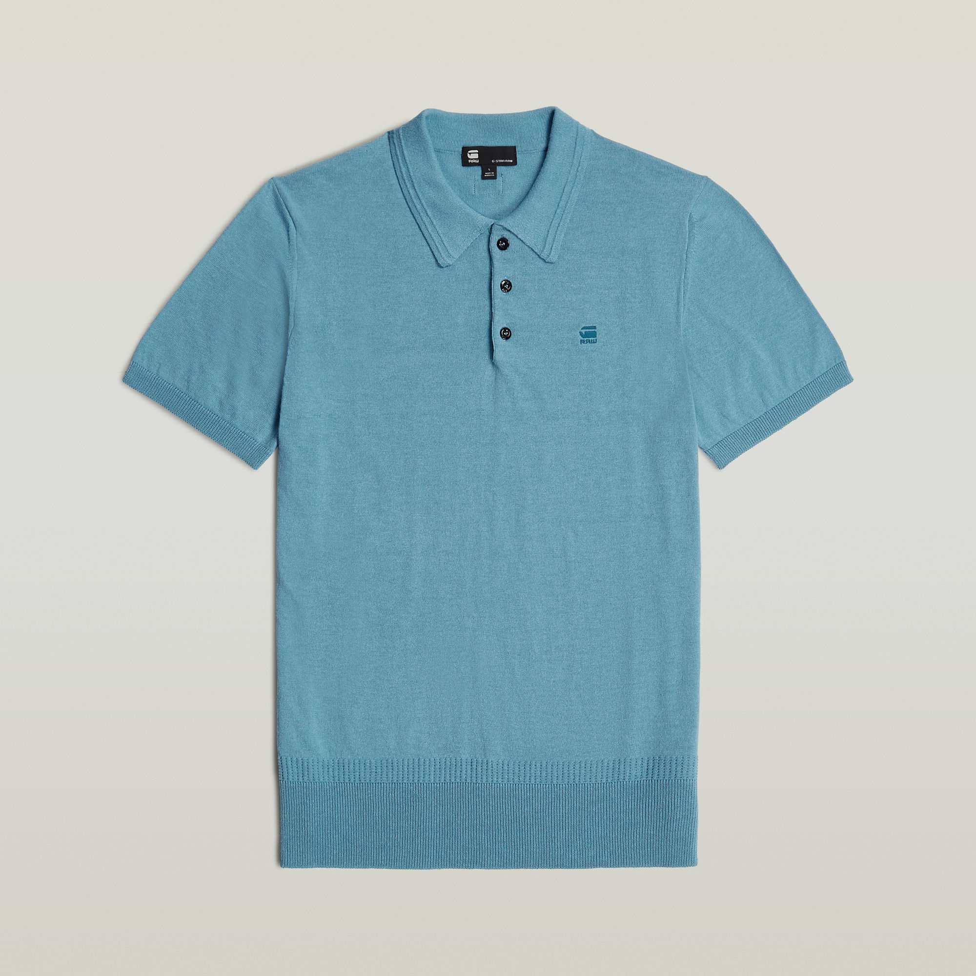 G-Star RAW Gebreide Polo Midden blauw Heren