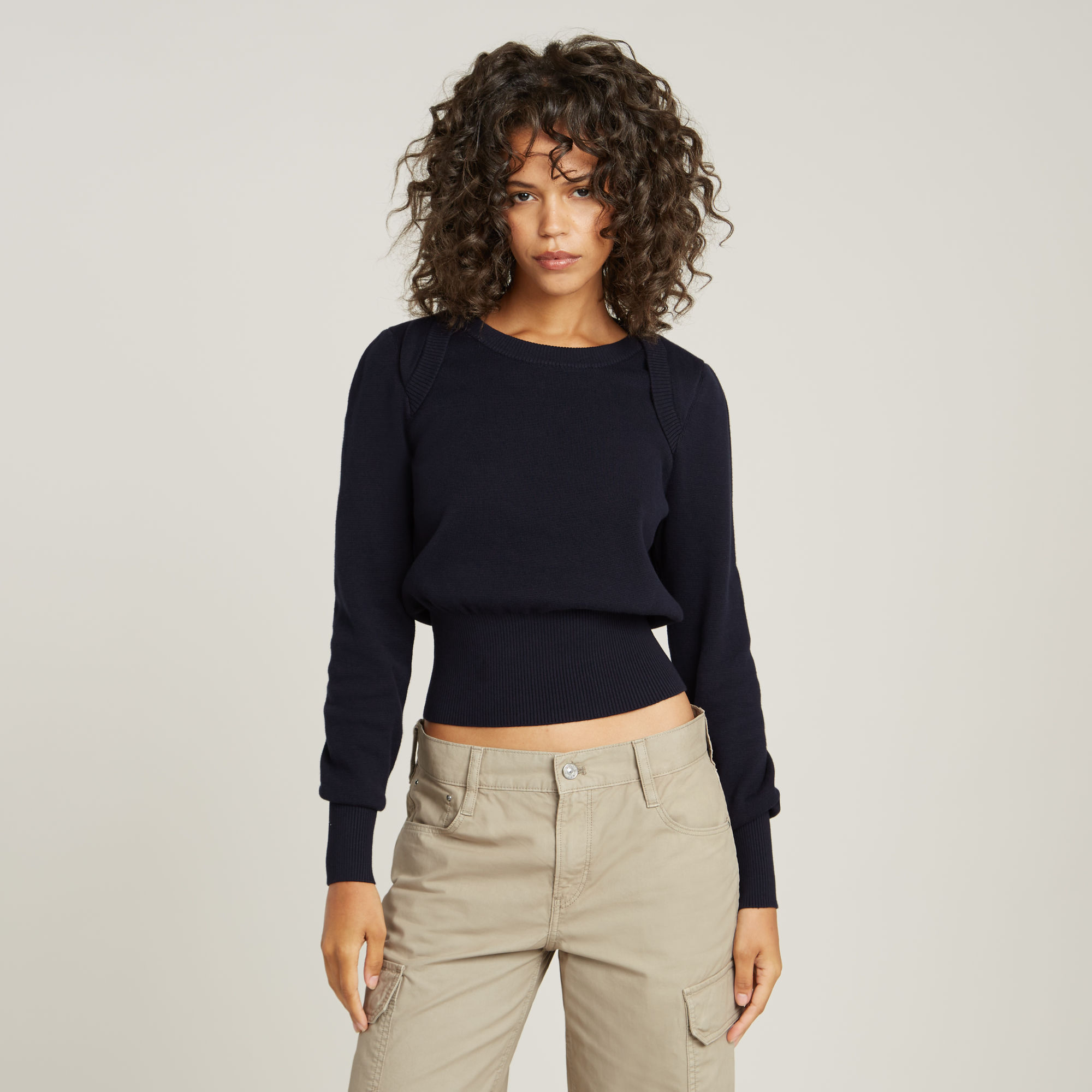 

Moto Slim Knitted Sweater - Dark blue - Women