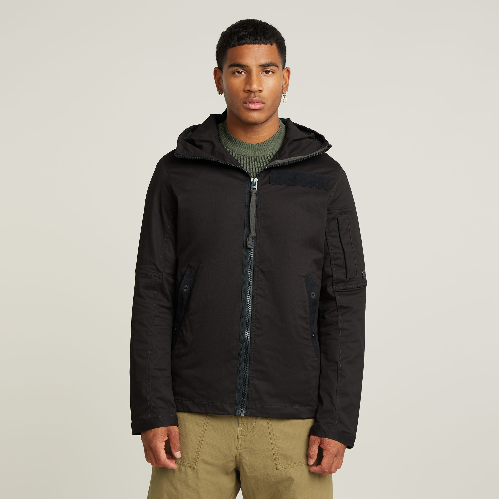 

Batt Hooded Overshirt - Black - Men