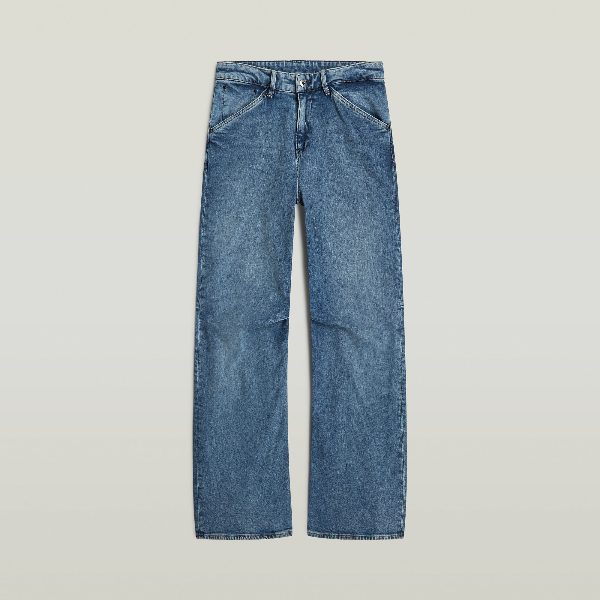 Thumbnail - Eve Low Wide Leg Jeans - Mittelblau - Damen