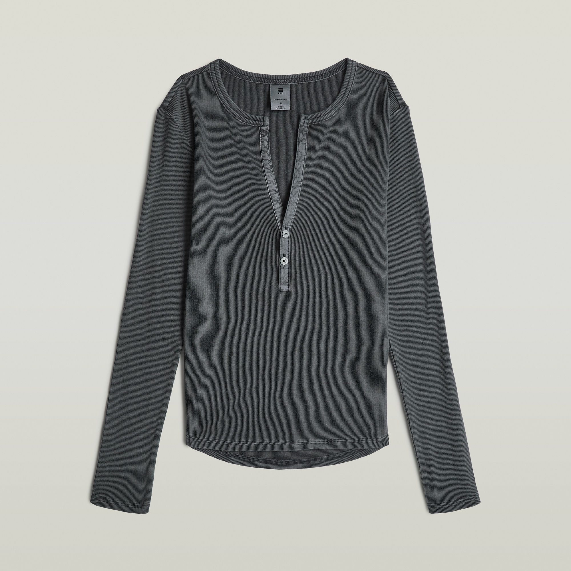 Thumbnail - Deep V-Neck Slim Top - Grau - Damen