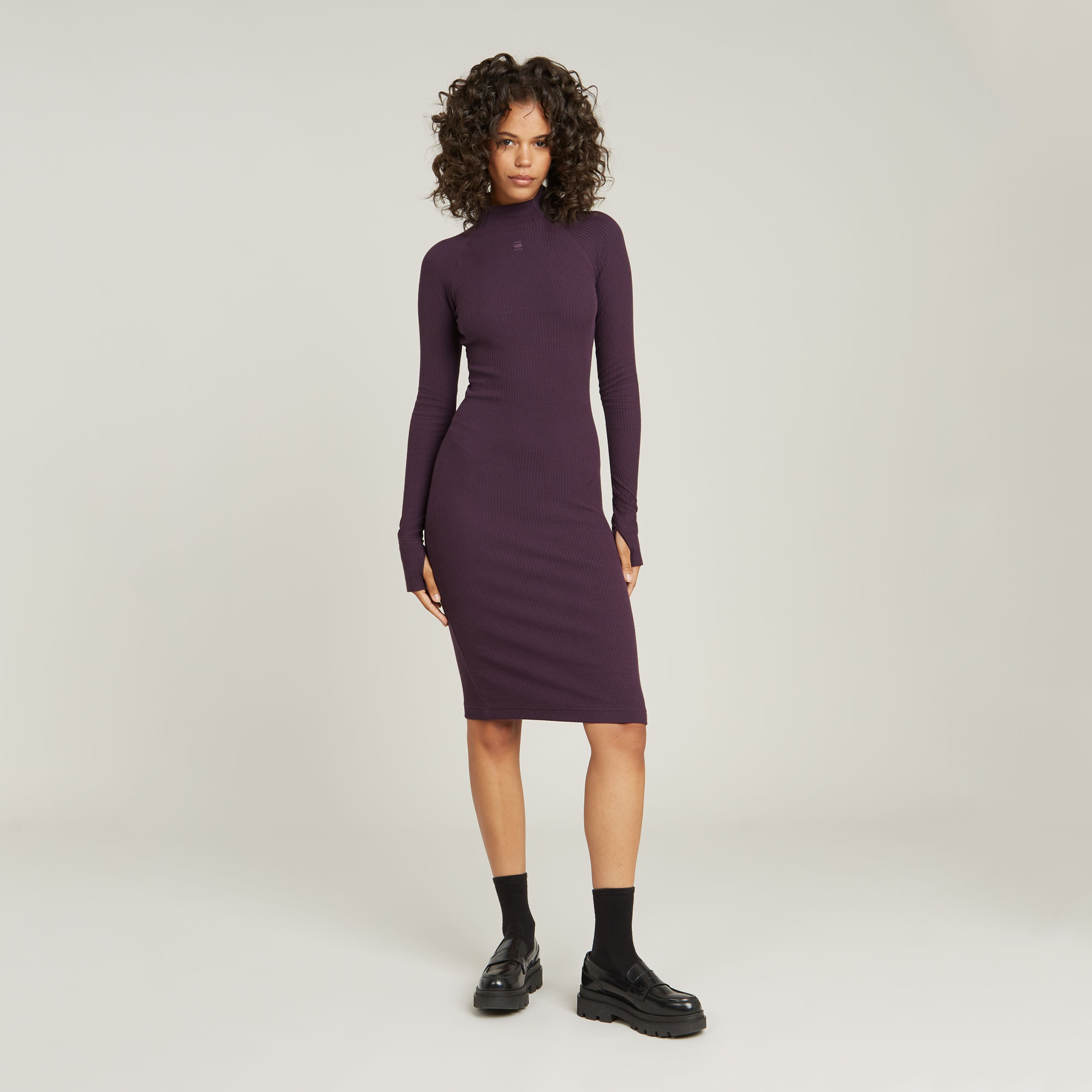 

Rib Slim Jurk - Paars - Dames