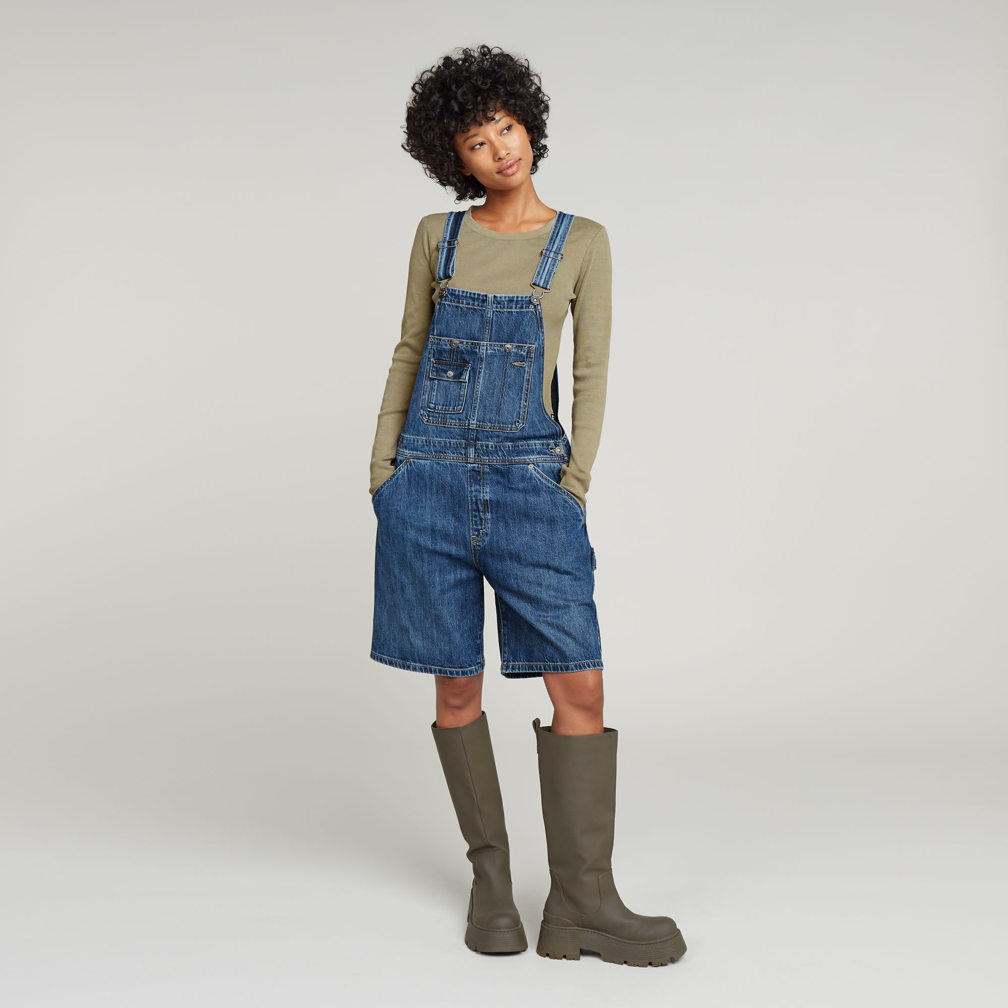 Thumbnail - Bowey Loose Short Jumpsuit - Dunkelblau - Damen