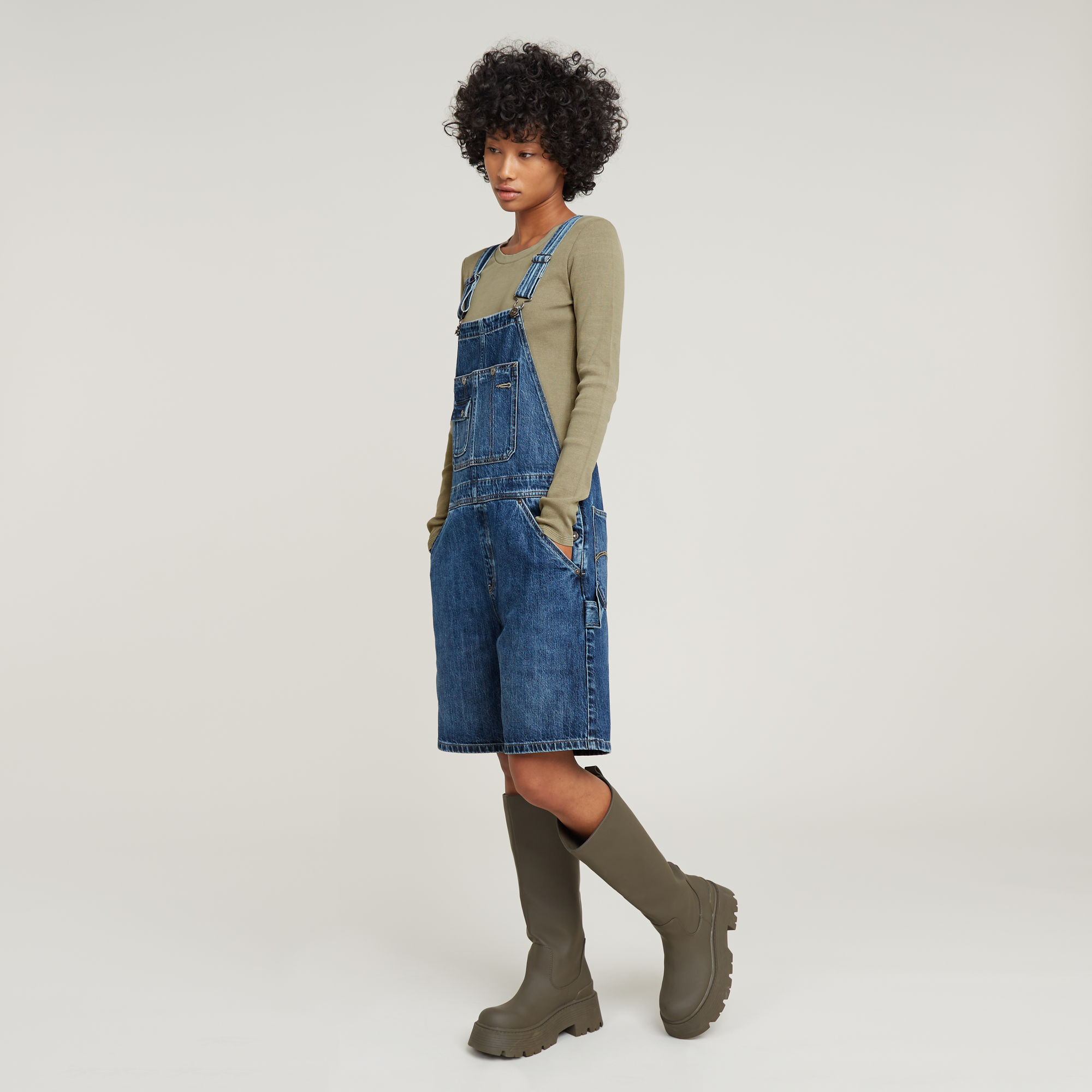 Thumbnail - Bowey Loose Short Jumpsuit - Dunkelblau - Damen