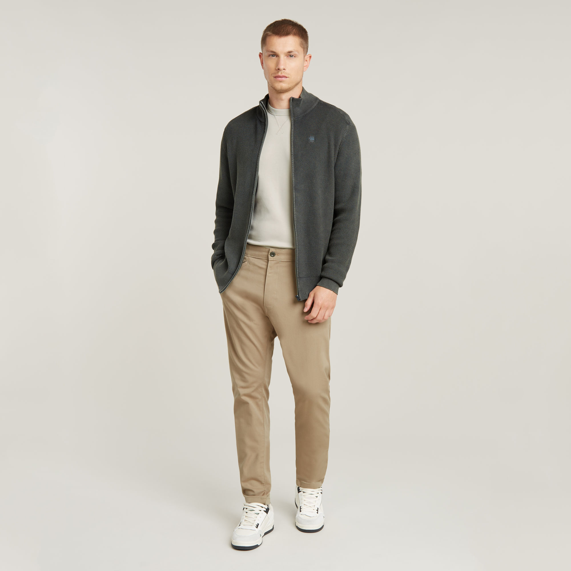 G-Star RAW Serrated Gebreid Vest Met Rits Grijs Heren