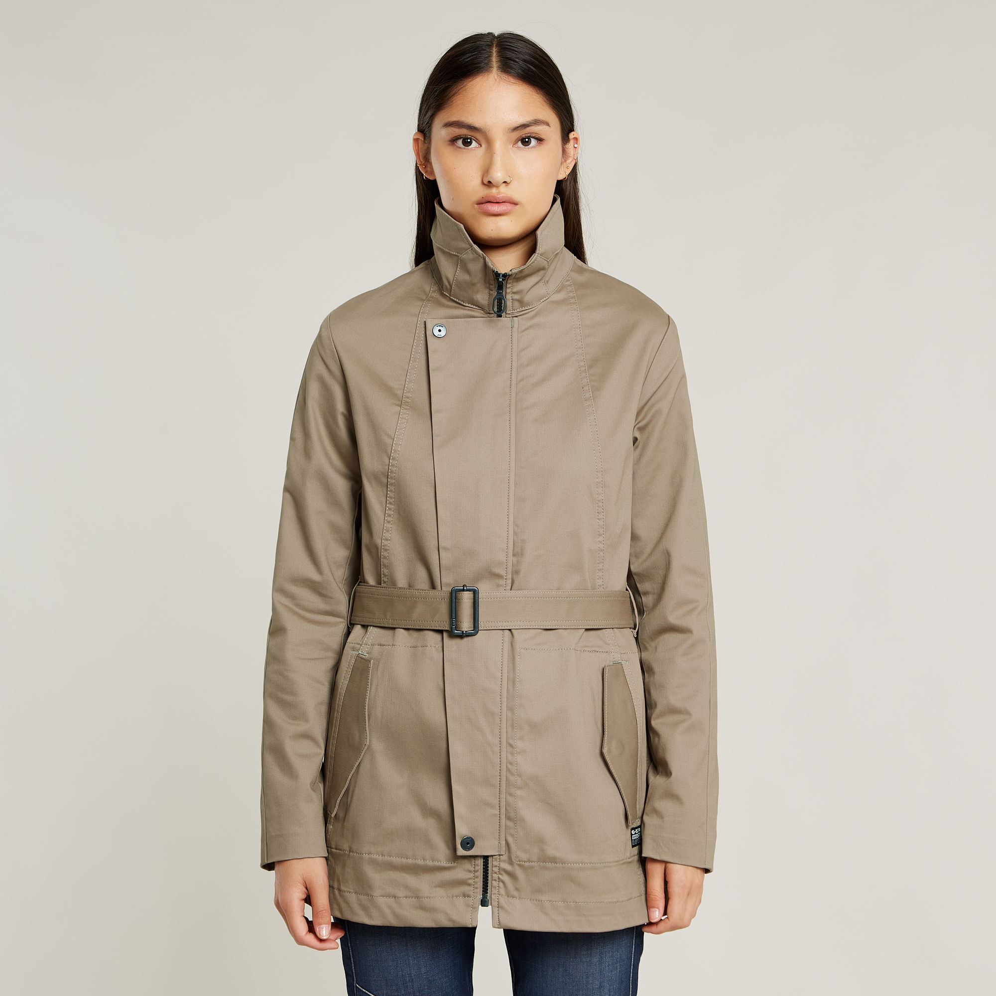 

Short Trench Coat - Beige - Women