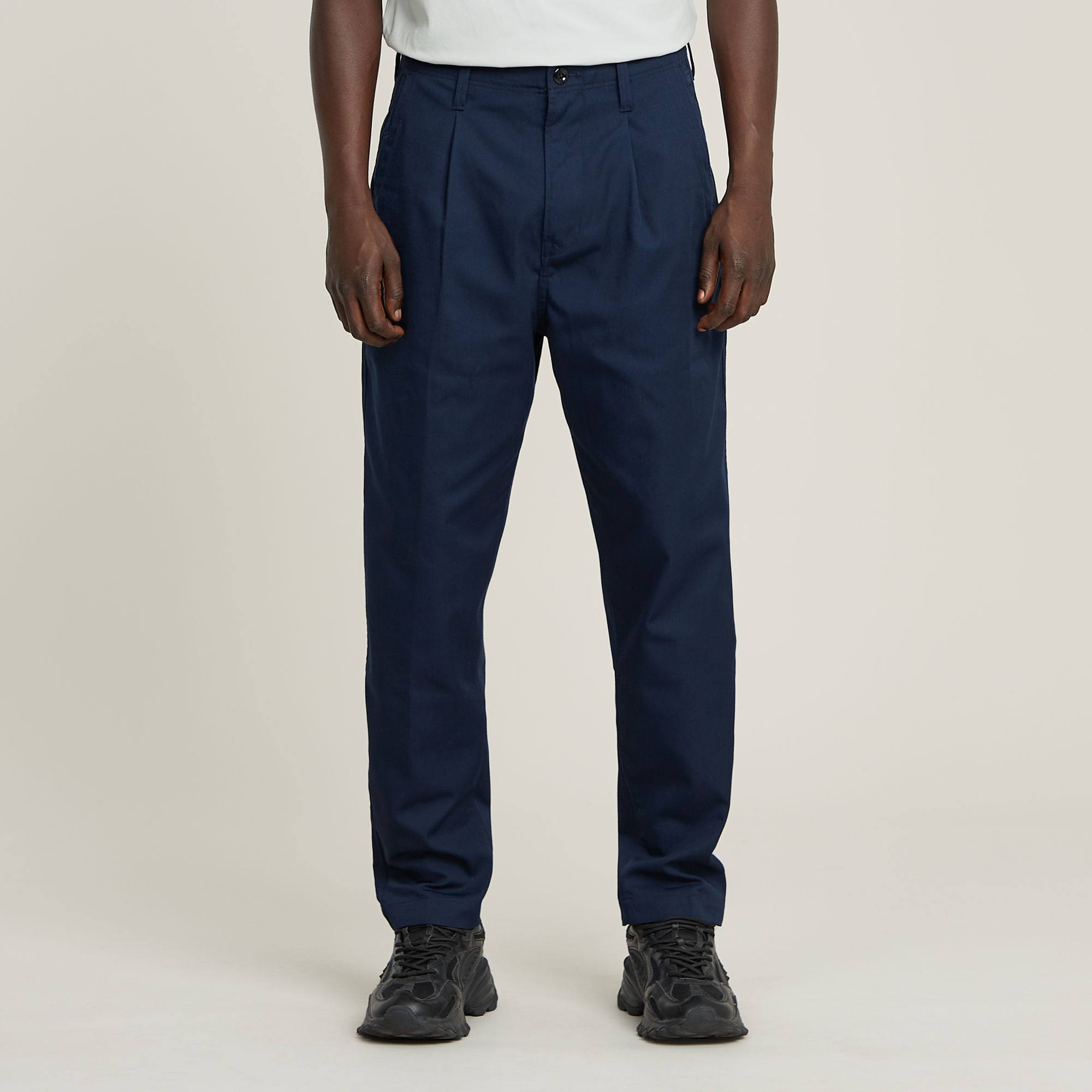 

Pleated Chino Relaxed Tapered - Donkerblauw - Heren